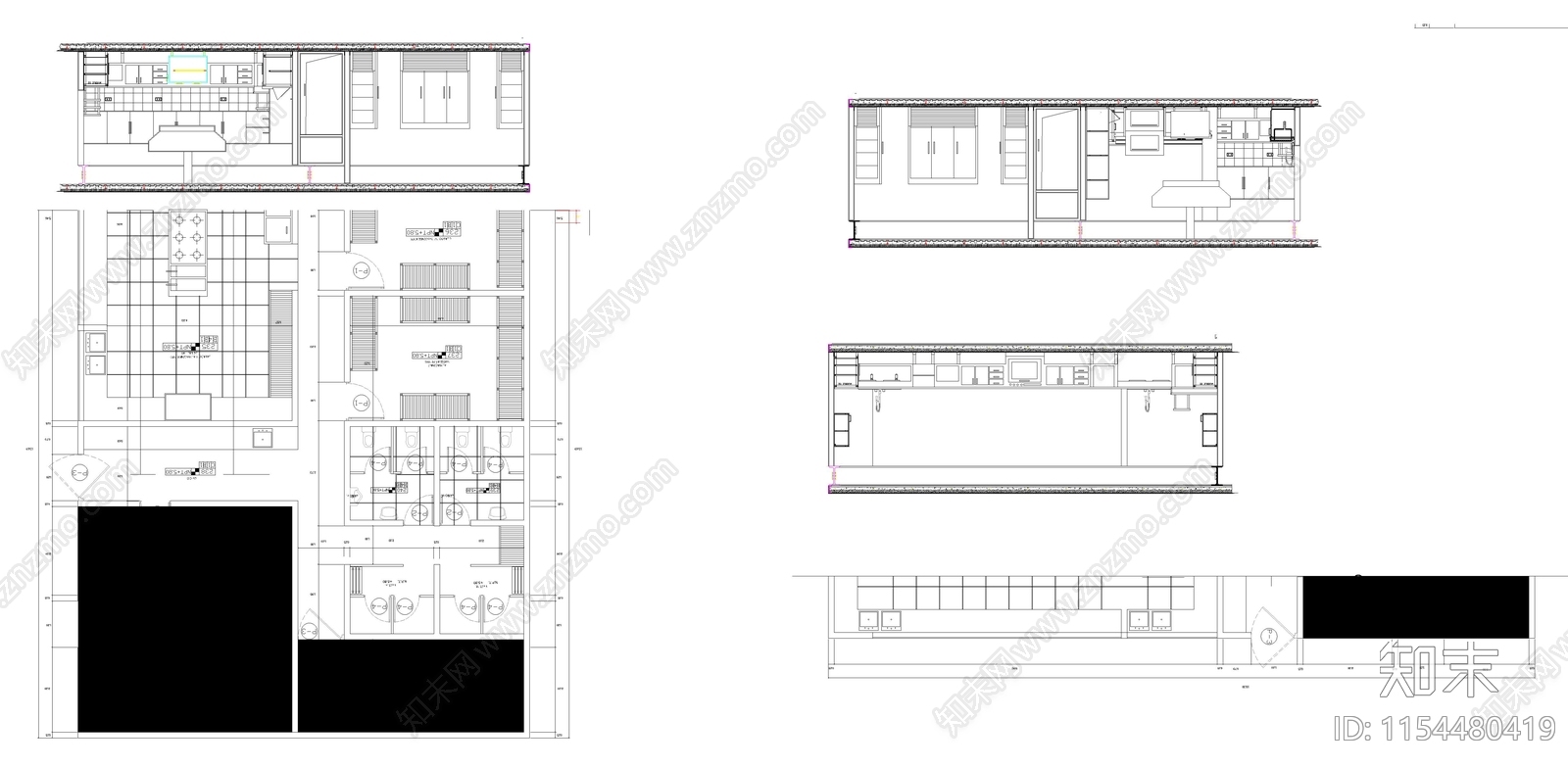 餐厅后厨厨房图纸施工图下载【ID:1154480419】