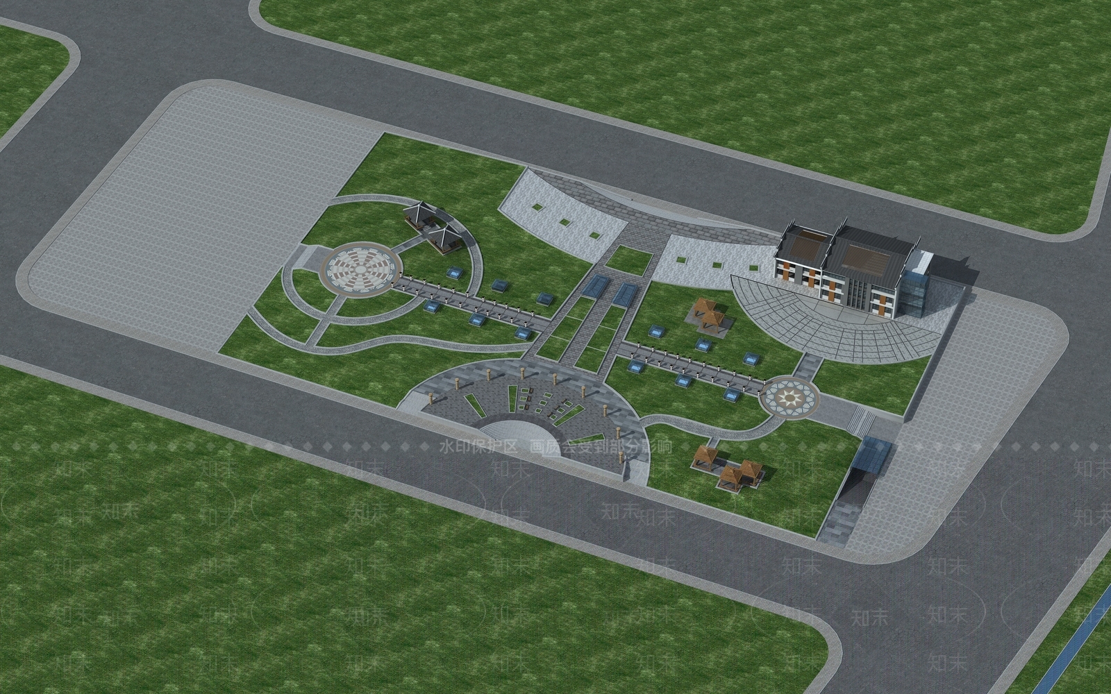 新中式公园景观建筑3D模型下载【ID:1154482697】