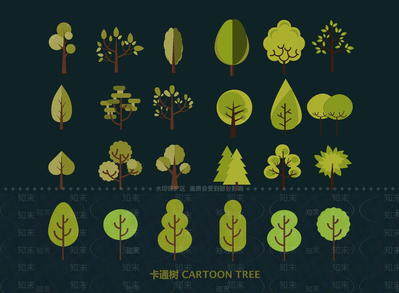 现代手绘绿色树木挂件SU模型下载【ID:1154482458】