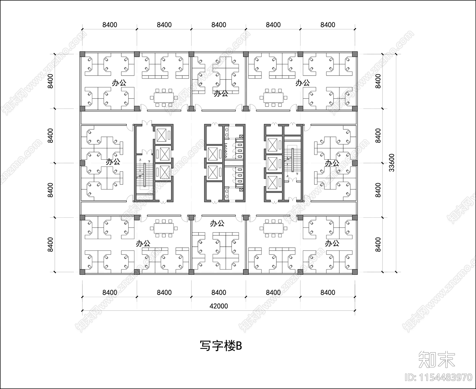 办公标层平面l施工图cad施工图下载【ID:1154483970】