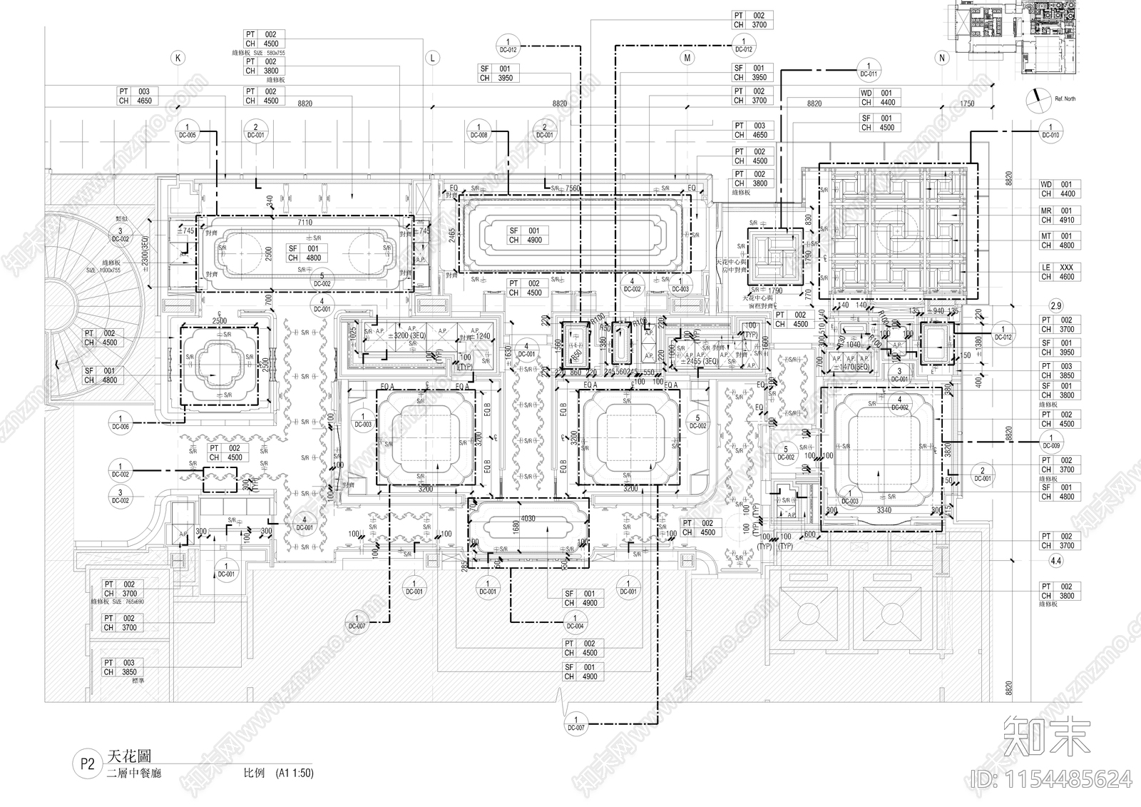 中餐厅平面布置图cad施工图下载【ID:1154485624】