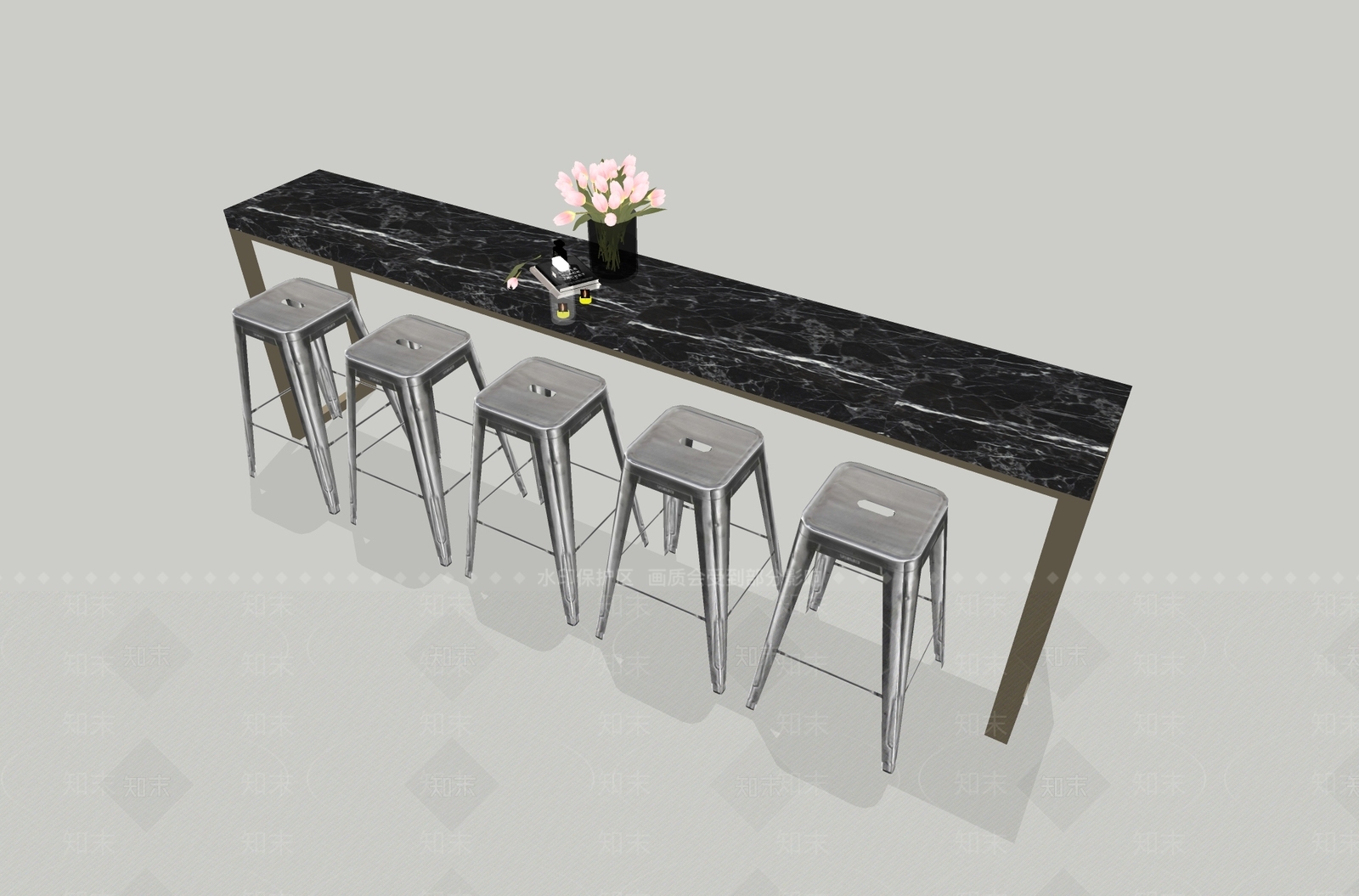 工业风咖啡厅酒吧吧台吧椅SU模型下载【ID:1154494222】