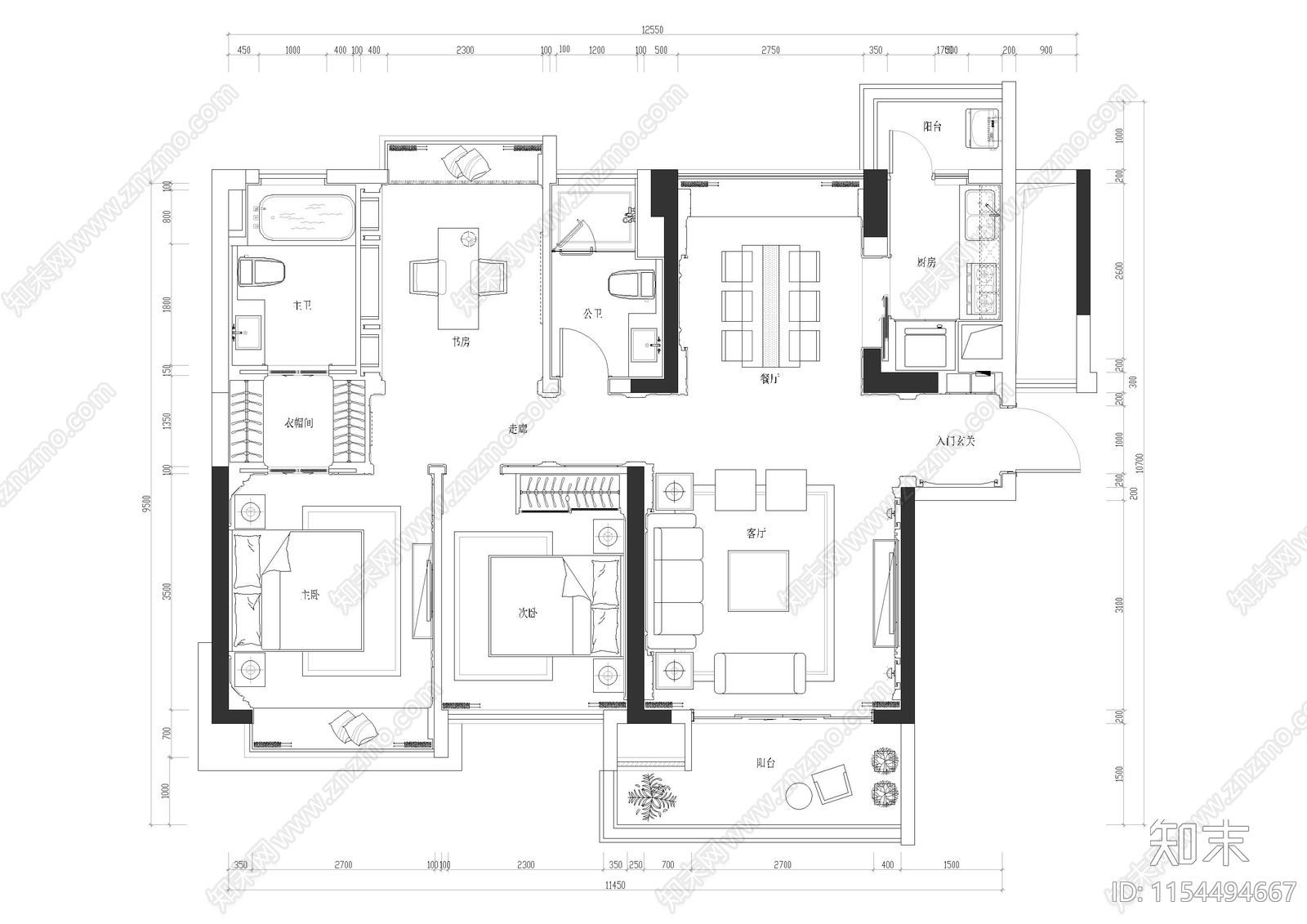 奢华风样板cad施工图下载【ID:1154494667】