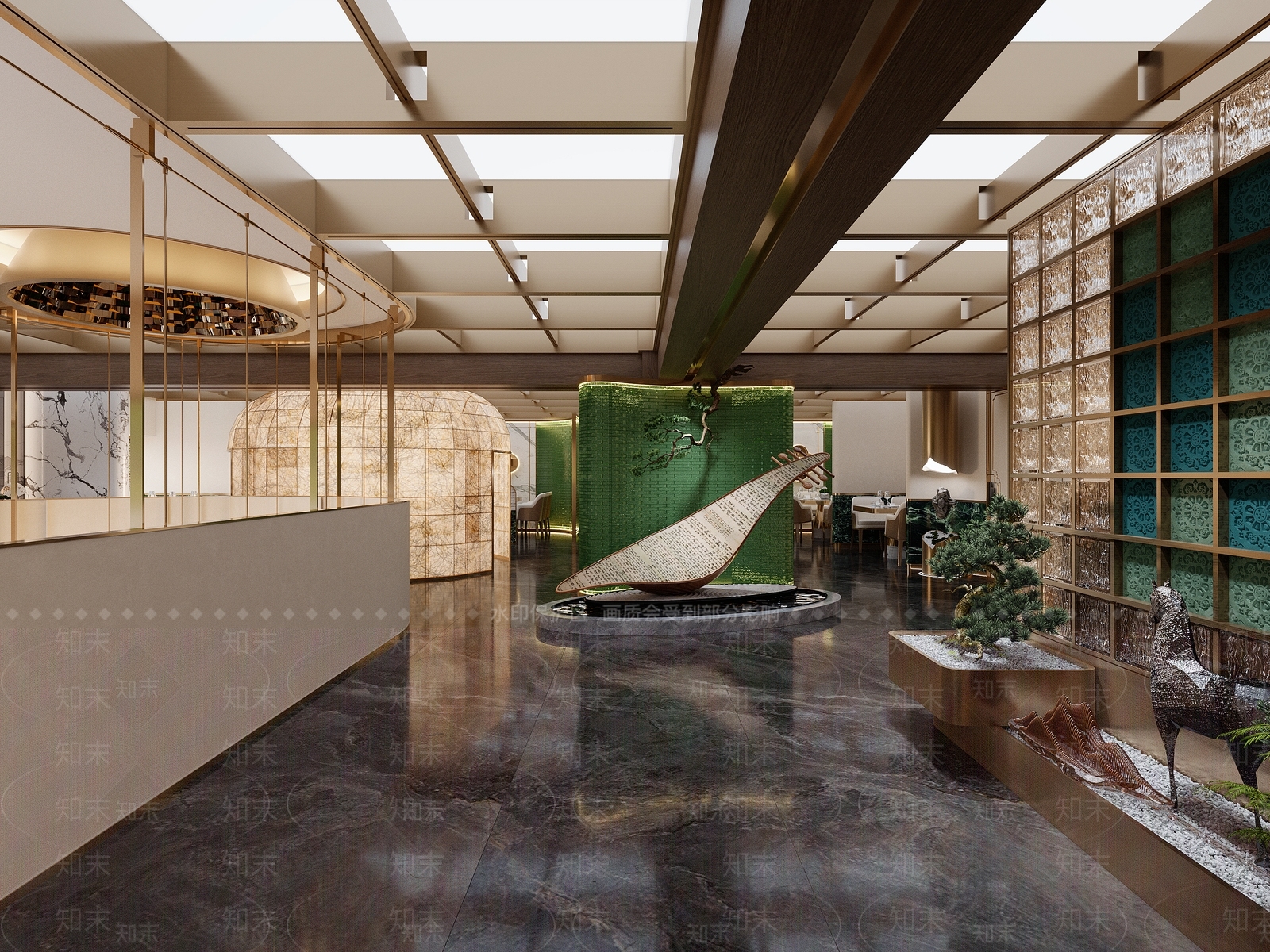 新中式西餐厅3D模型下载【ID:1214324354】