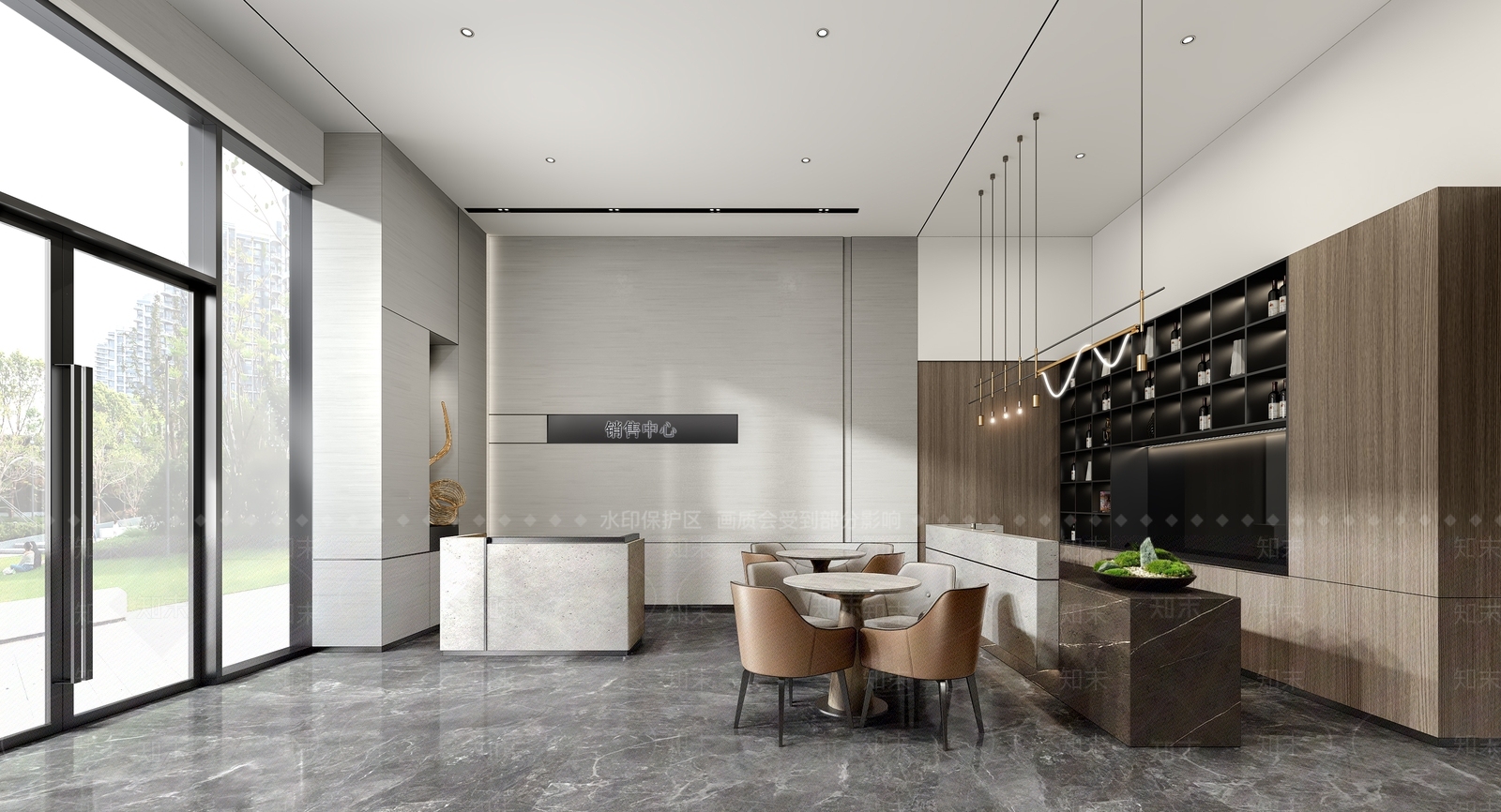 现代售楼处前台3D模型下载【ID:1154496692】