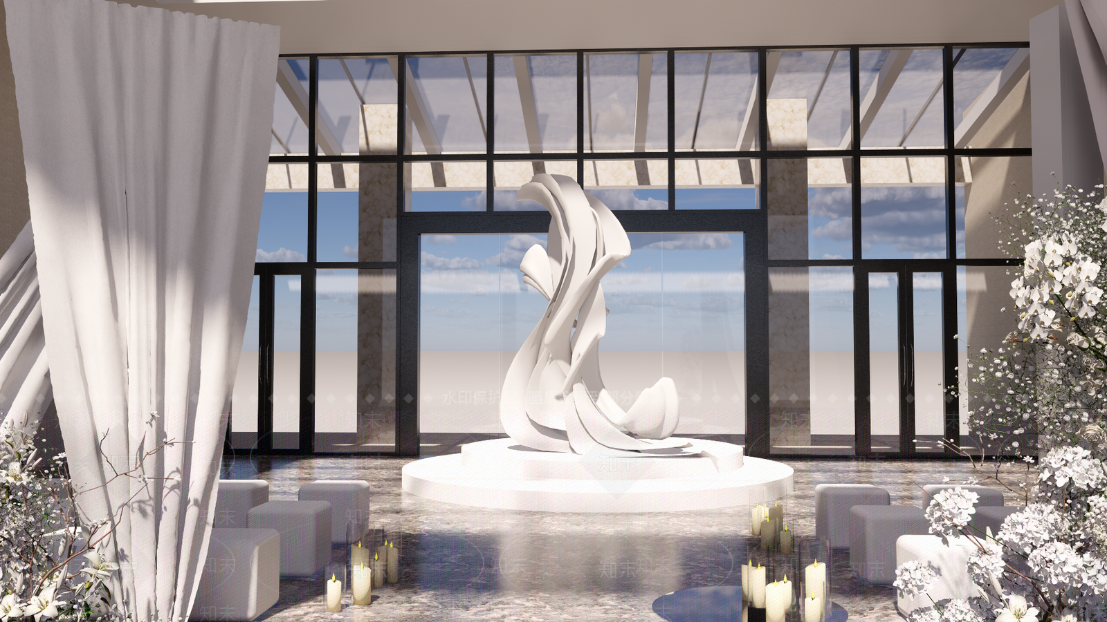 现代婚礼宴会厅SU模型下载【ID:1154497307】