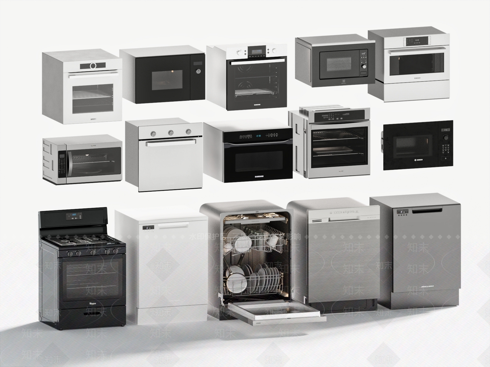 现代厨房电器组合3D模型下载【ID:1154497500】