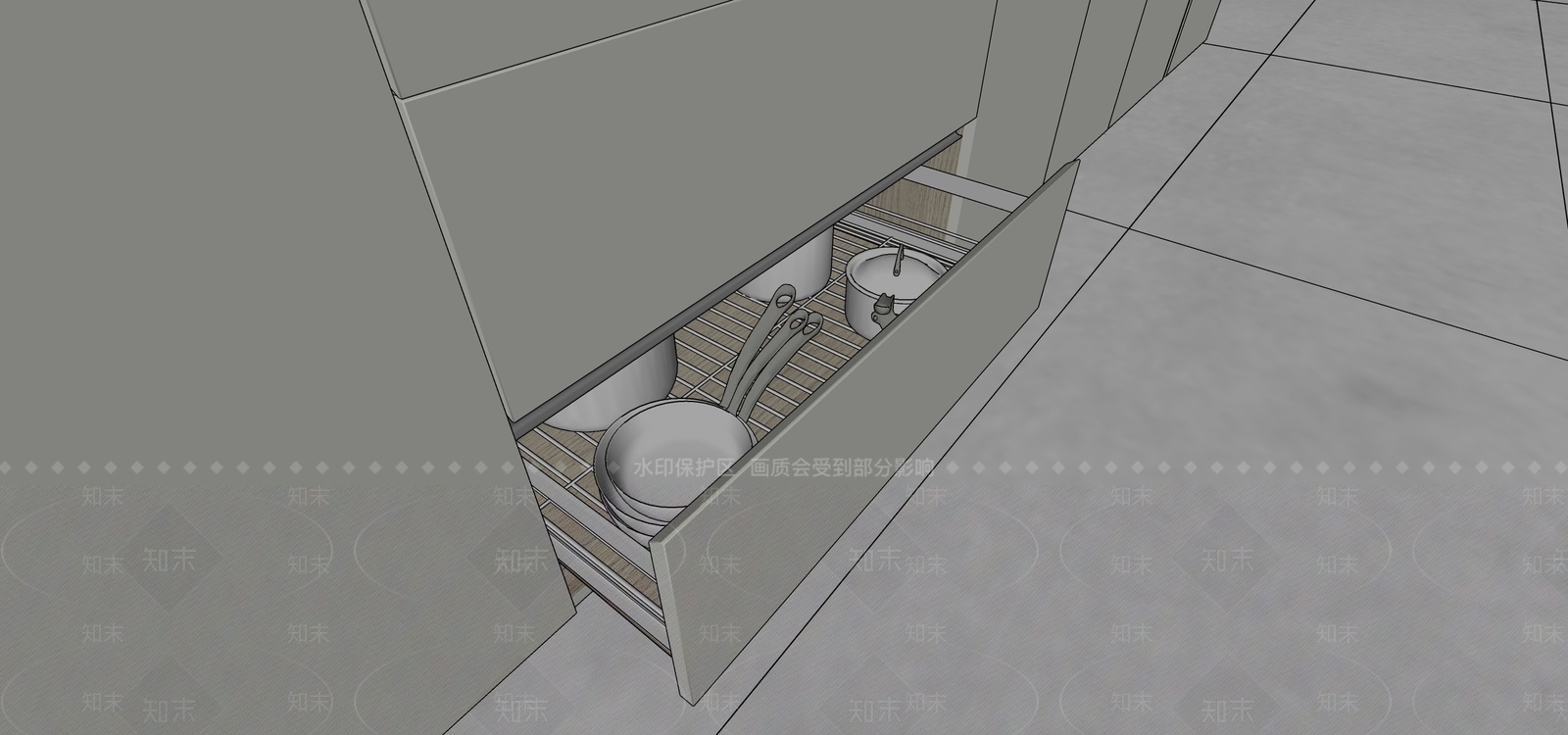 现代橱柜抽屉SU模型下载【ID:1154497808】