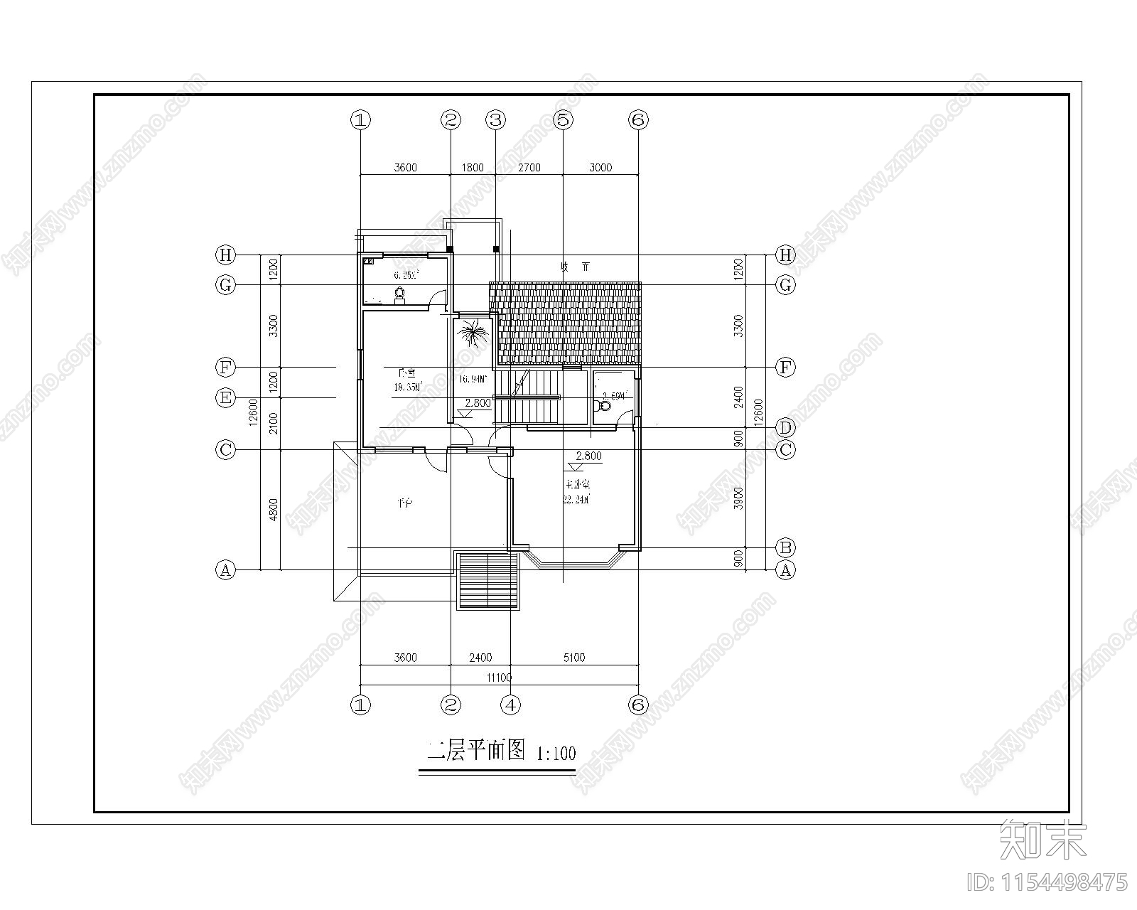 两层独栋别墅cad施工图下载【ID:1154498475】