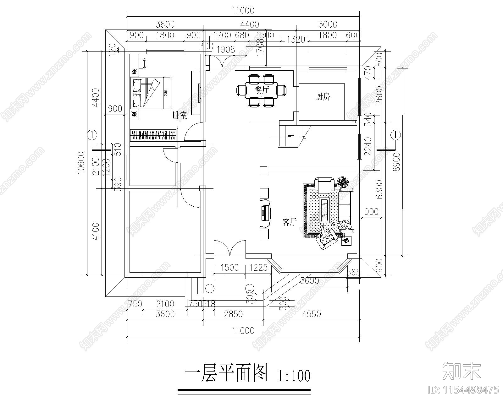 两层独栋别墅cad施工图下载【ID:1154498475】