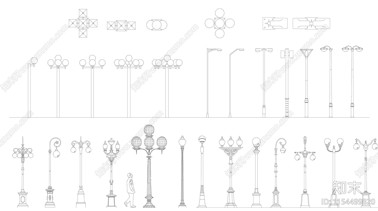 户外路灯cad施工图下载【ID:1154499820】
