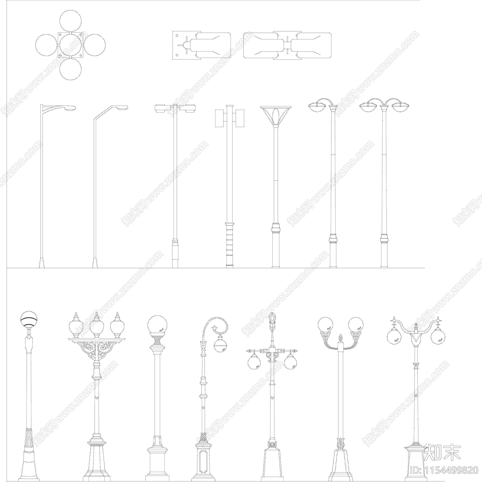户外路灯cad施工图下载【ID:1154499820】