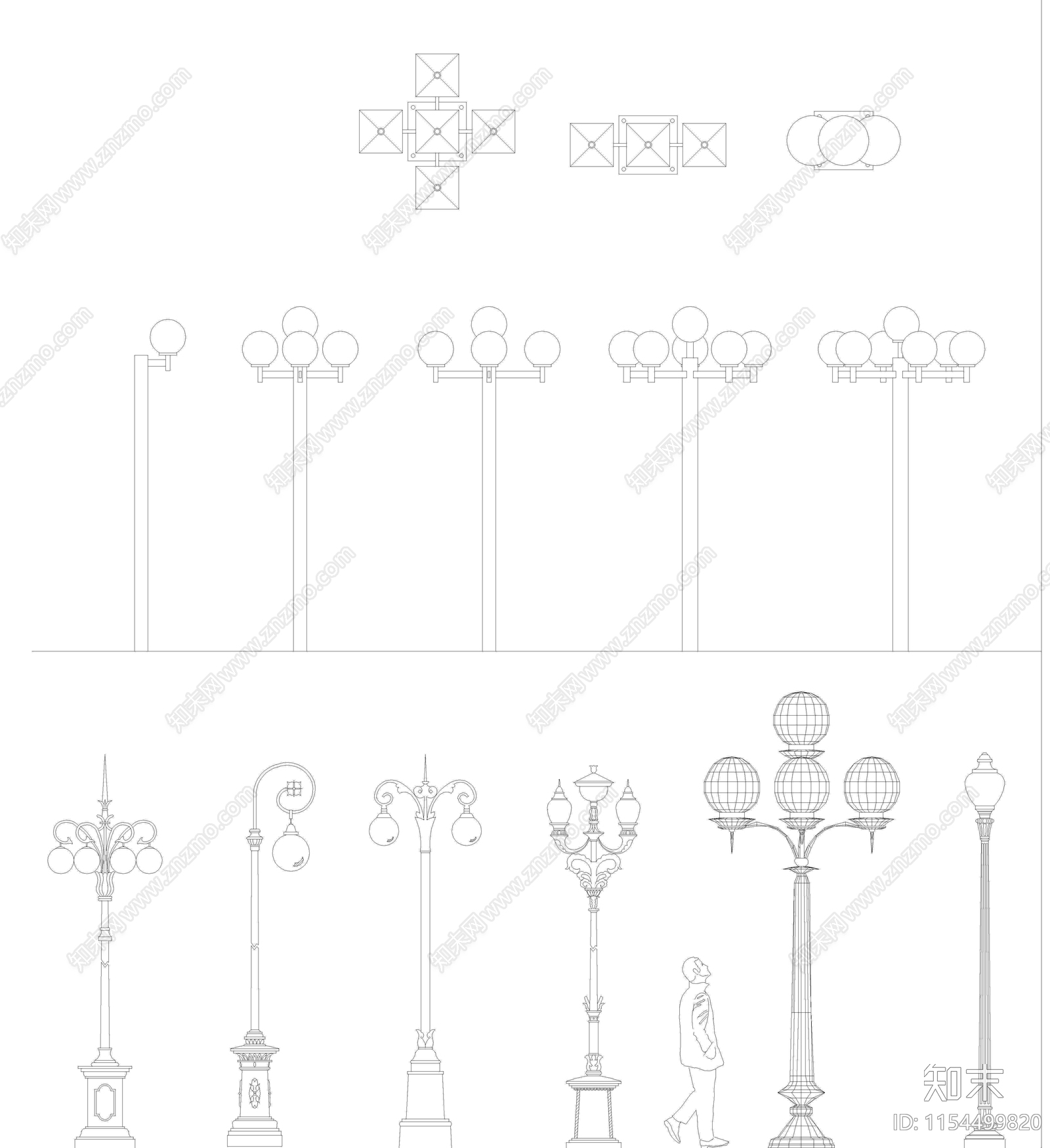 户外路灯cad施工图下载【ID:1154499820】