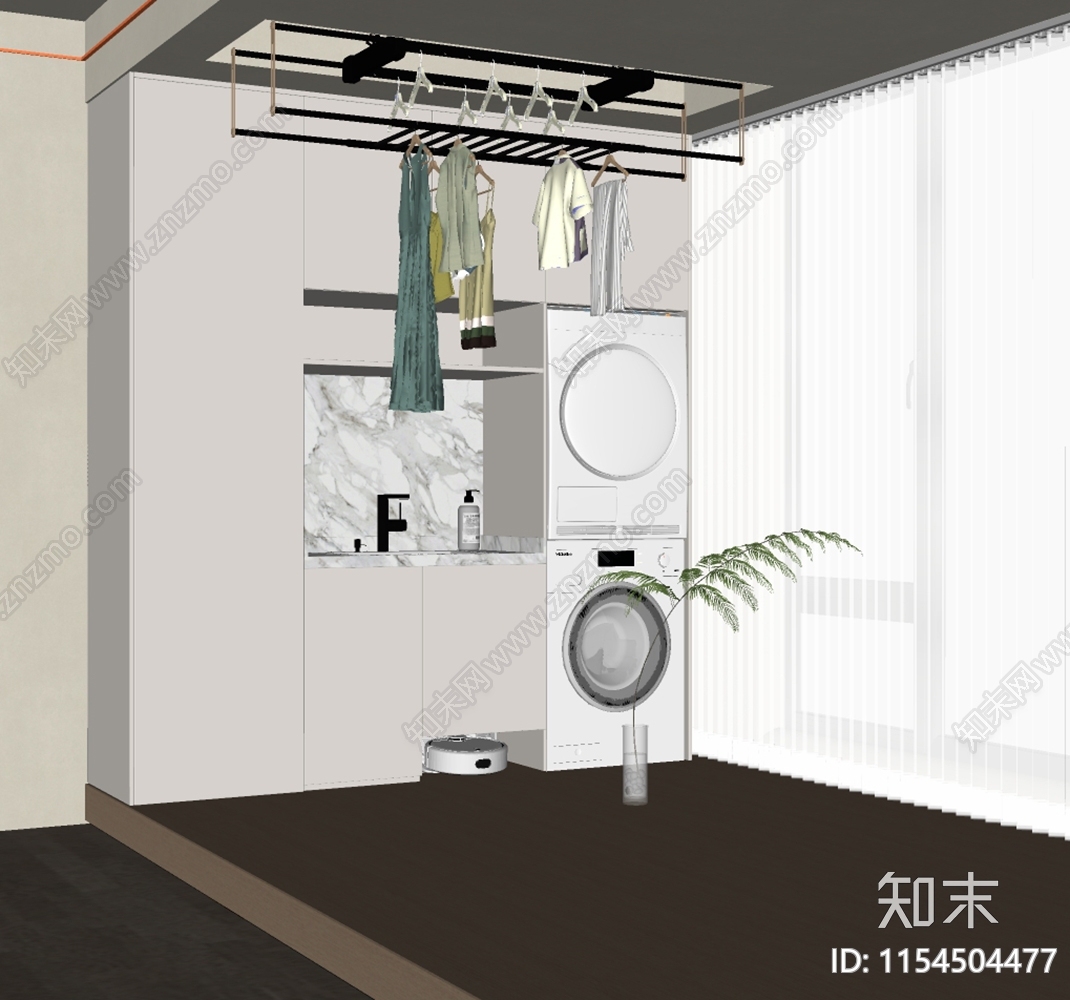 现代家居阳台SU模型下载【ID:1154504477】