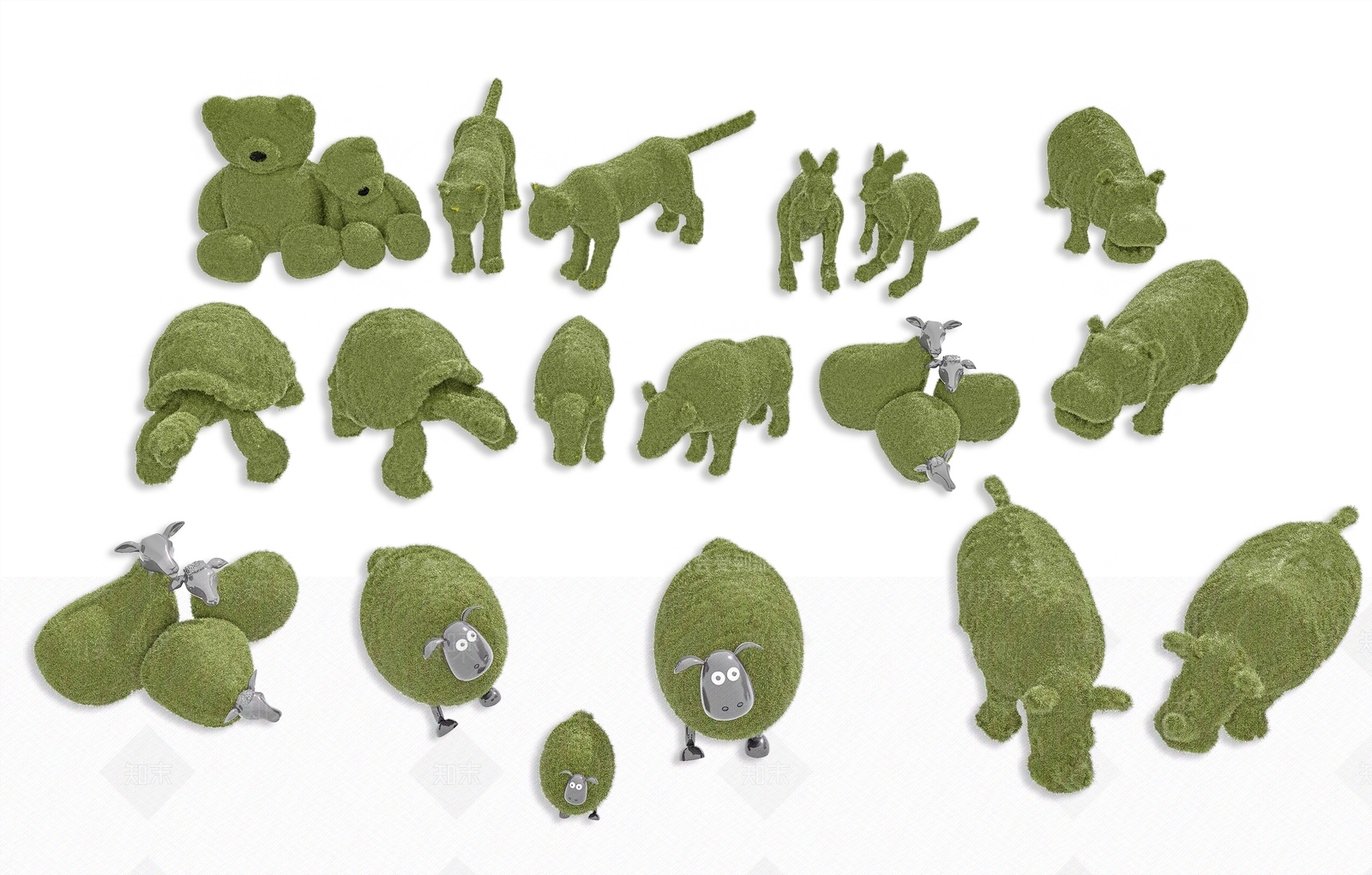 现代植物动物草雕SU模型下载【ID:1154505006】