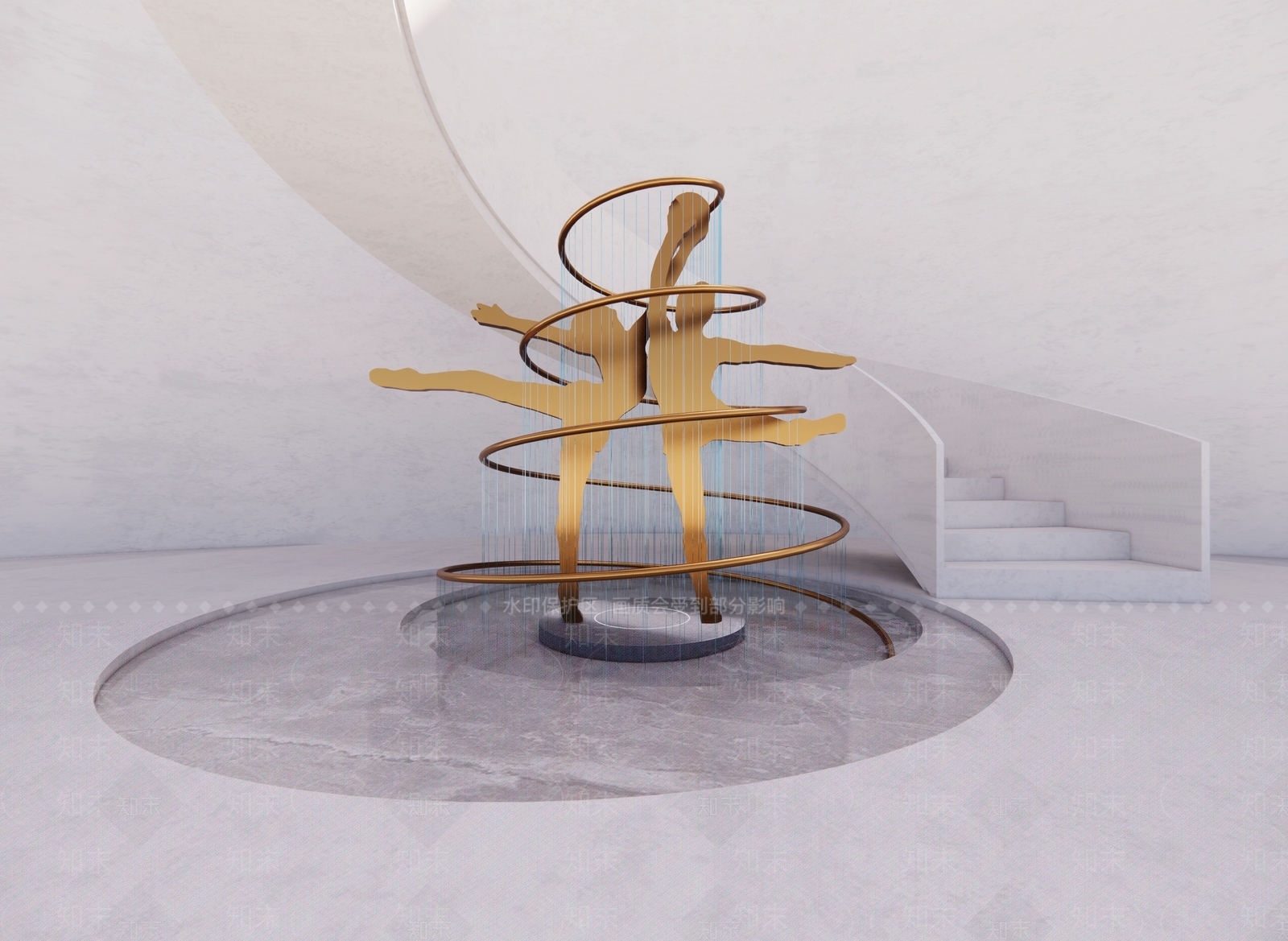 现代舞蹈雕塑SU模型下载【ID:1154506870】