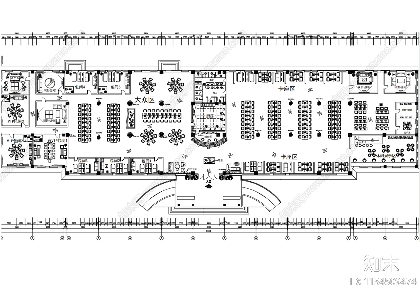 休闲娱乐网吧平面图设计施工图下载【ID:1154509474】