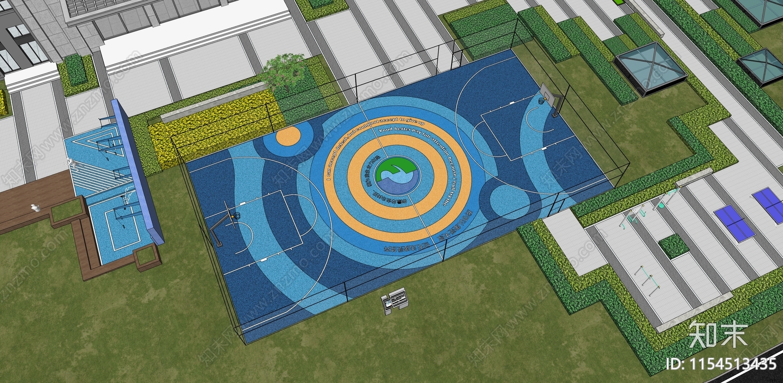 现代户外运动场SU模型下载【ID:1154513435】