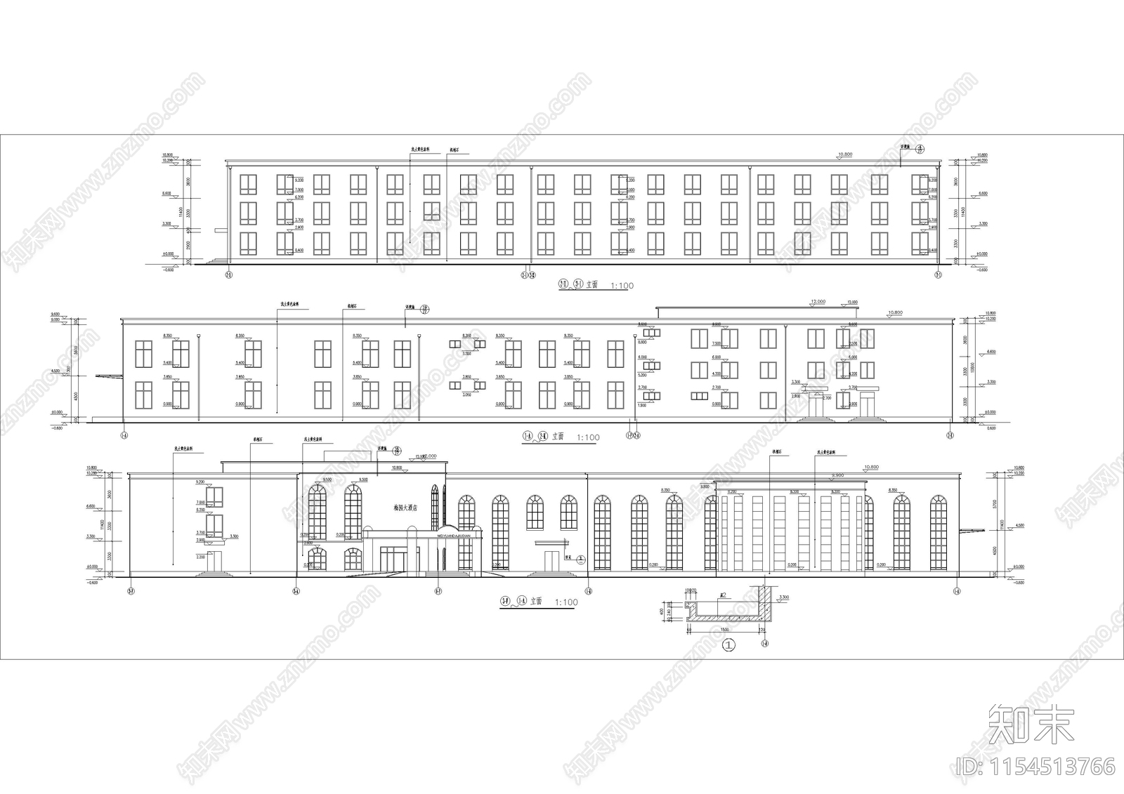 三角形地块3层7785施工图下载【ID:1154513766】