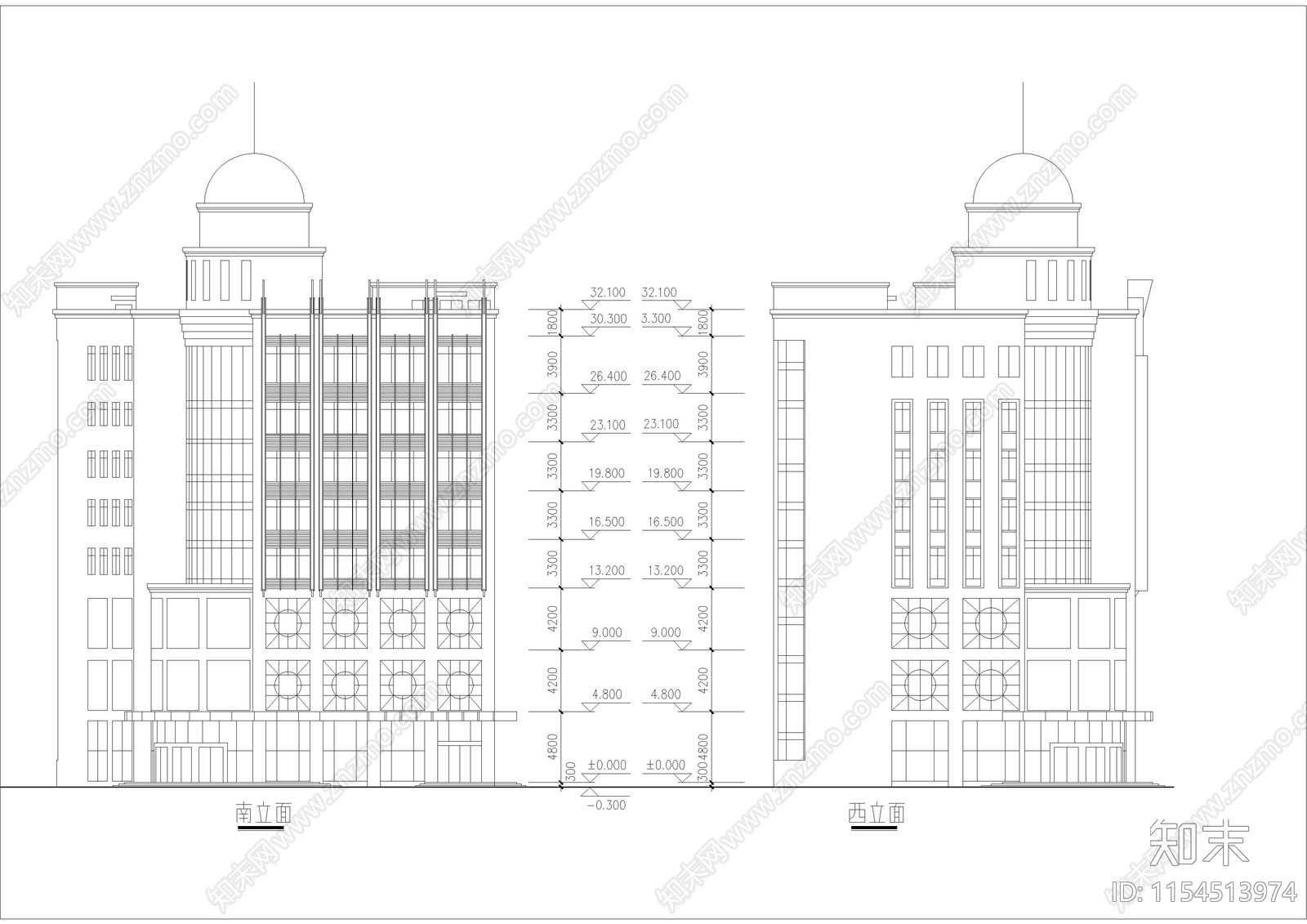 商场宾馆综合楼建筑cad施工图下载【ID:1154513974】