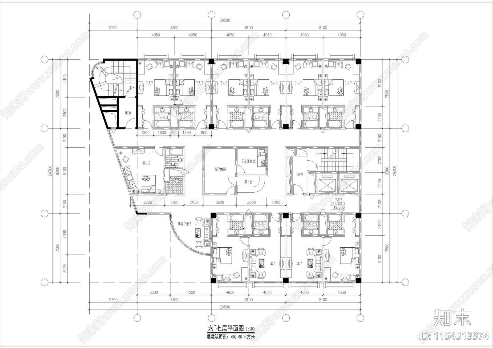 商场宾馆综合楼建筑cad施工图下载【ID:1154513974】