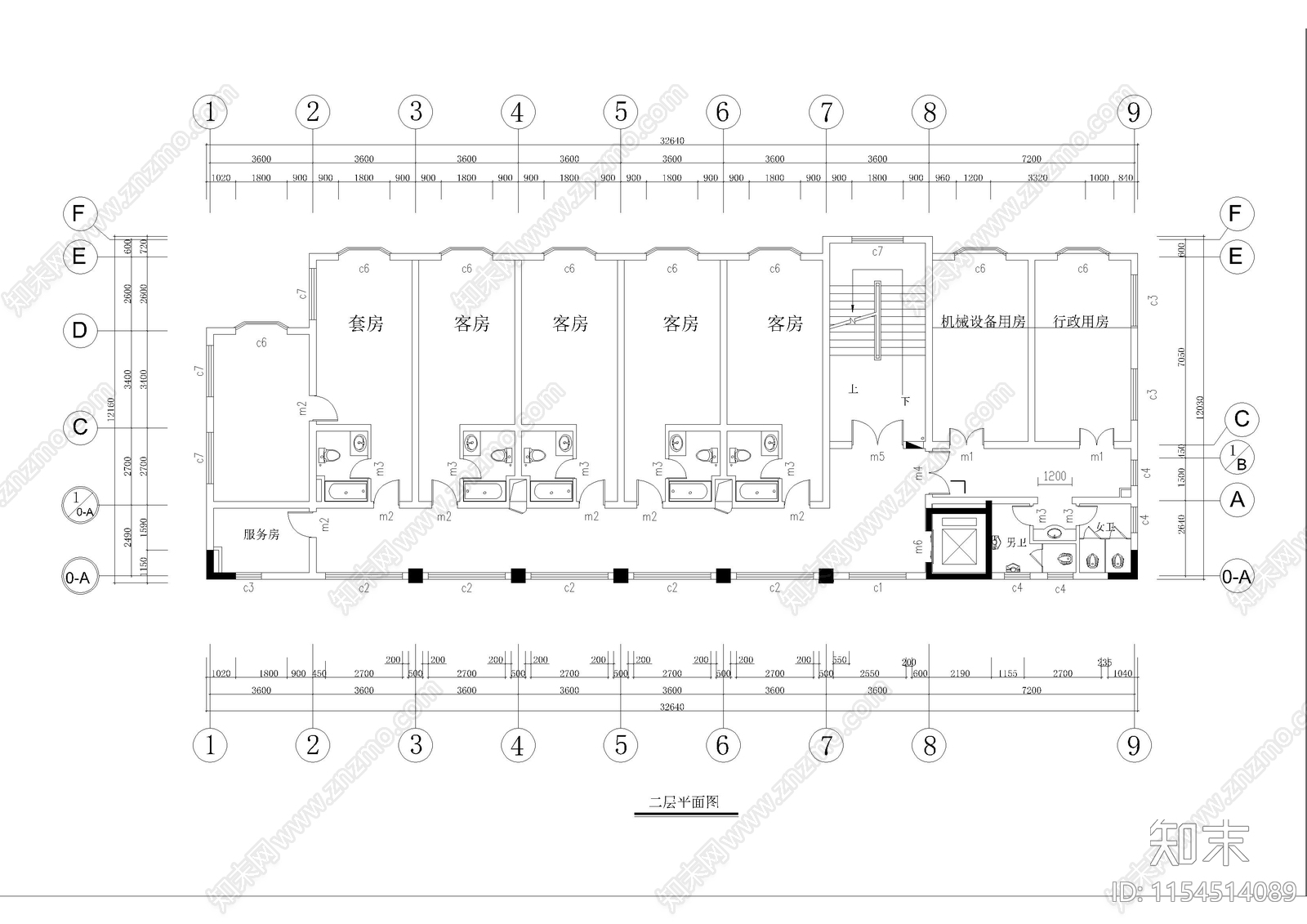 4层小型旅馆建筑施工图下载【ID:1154514089】