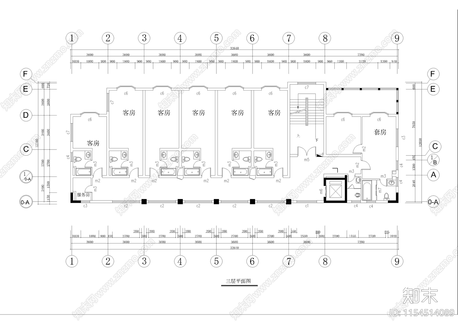 4层小型旅馆建筑施工图下载【ID:1154514089】