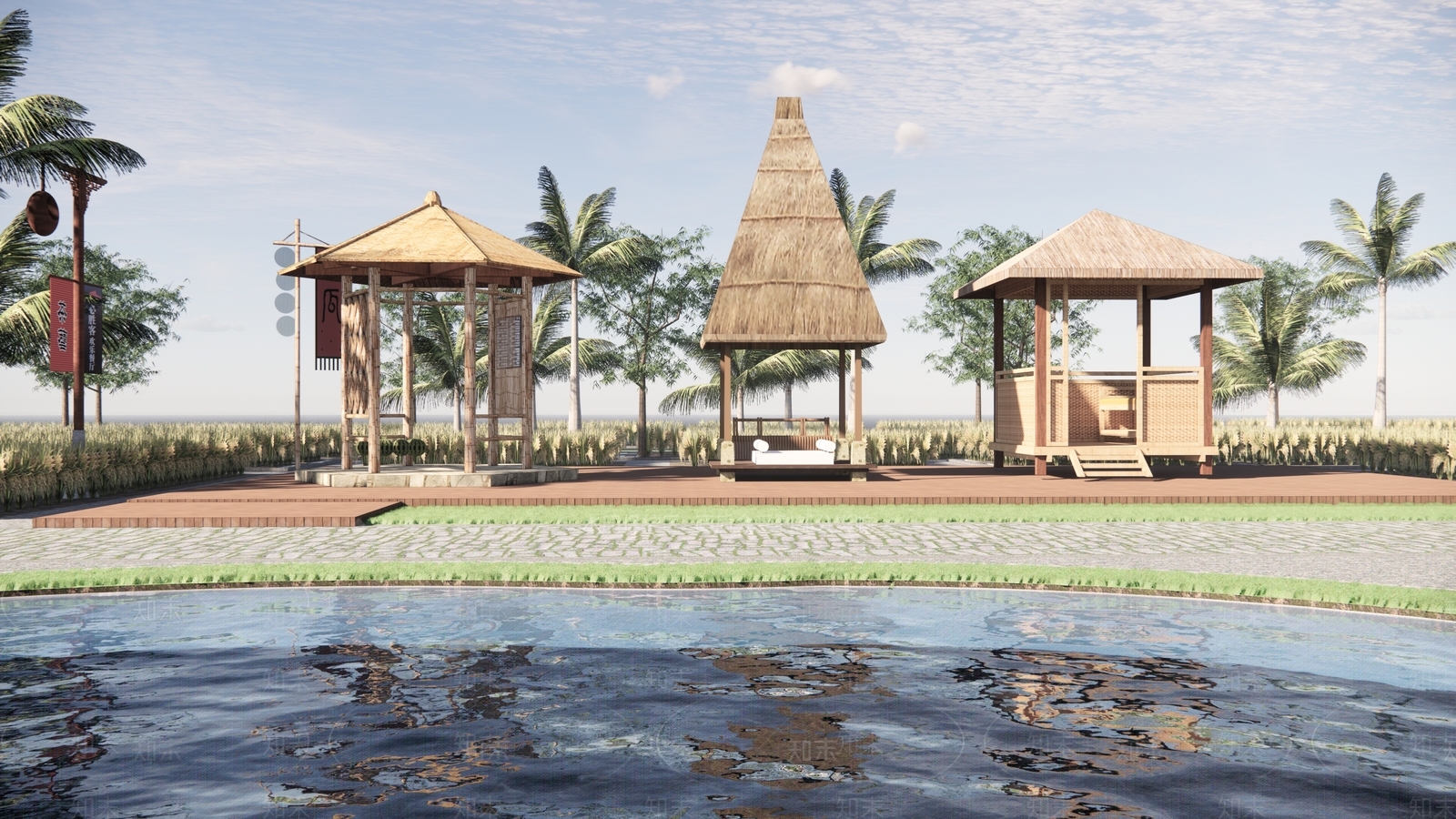 现代茅草亭SU模型下载【ID:1154514457】