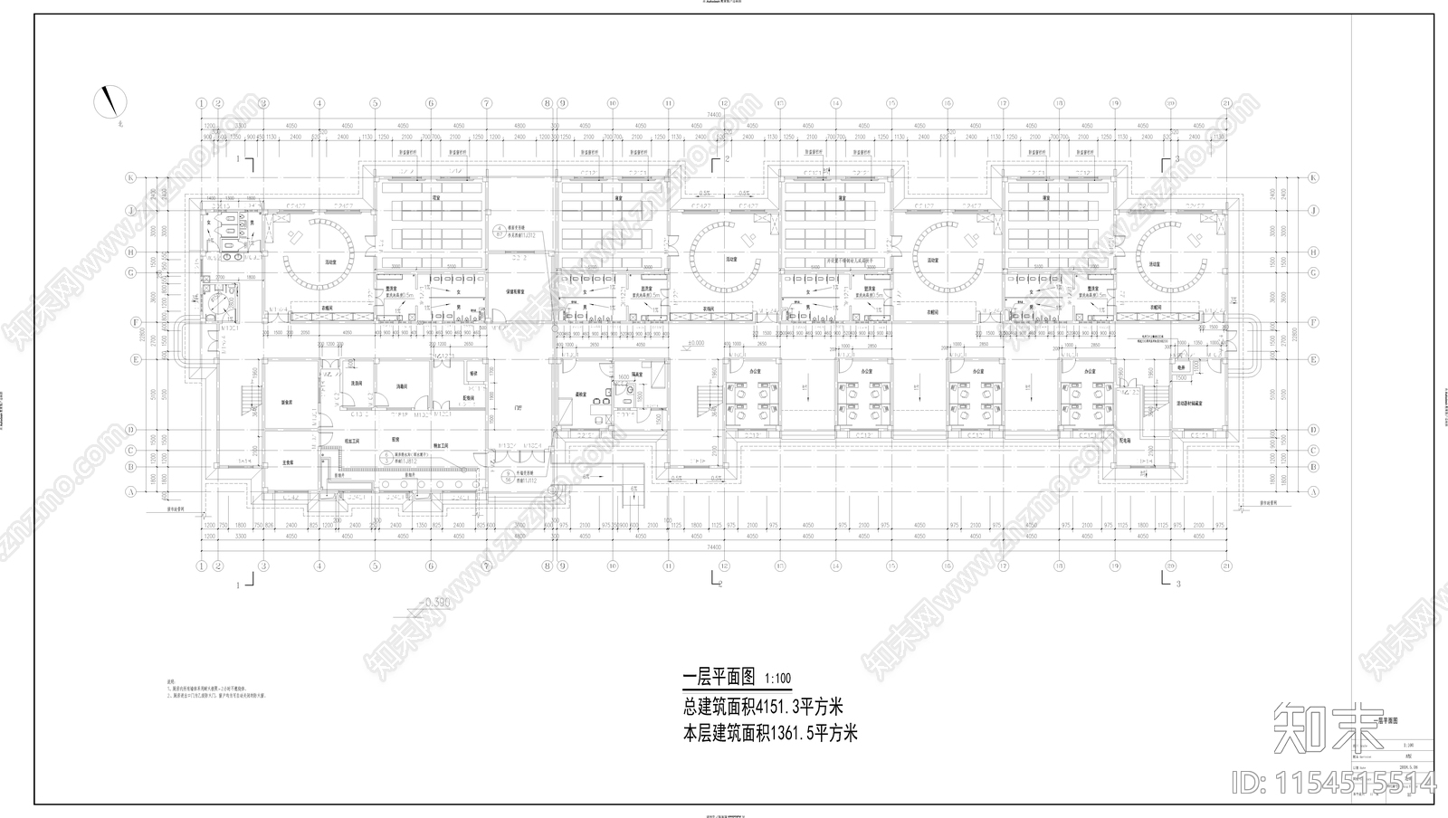 幼儿园建筑cad施工图下载【ID:1154515514】