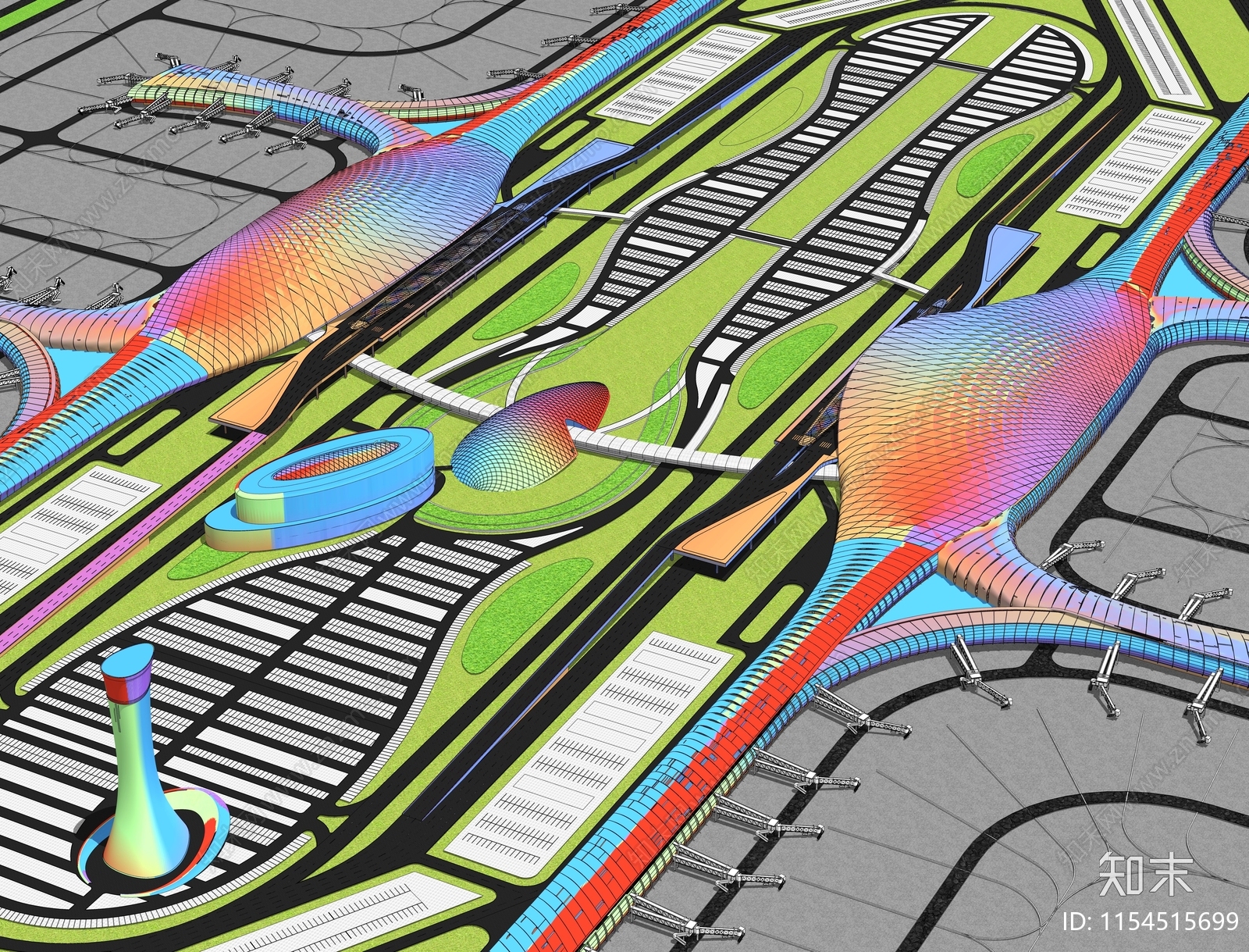 现代飞机场SU模型下载【ID:1154515699】