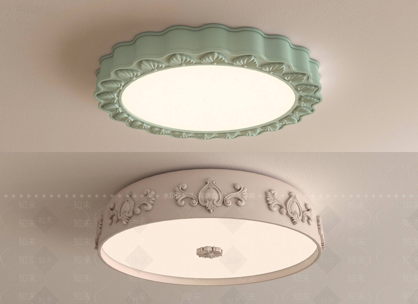 法式吸顶灯3D模型下载【ID:1154518585】