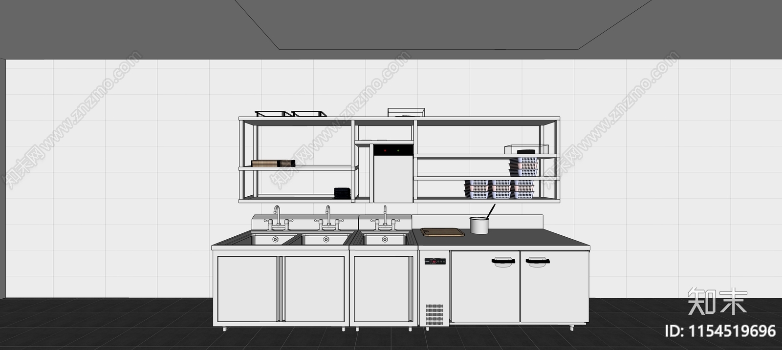 现代厨房SU模型下载【ID:1154519696】