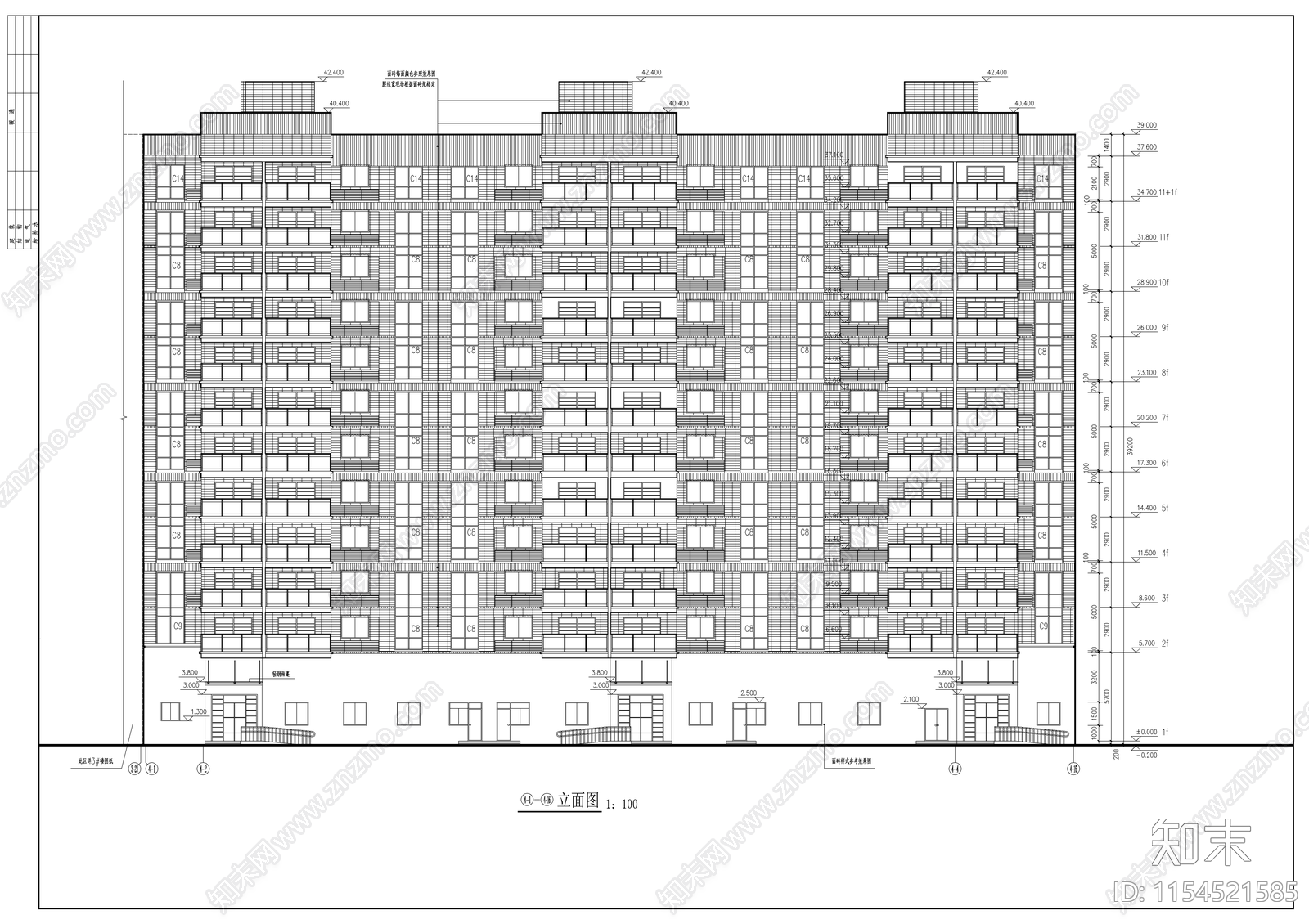 住宅小区楼建cad施工图下载【ID:1154521585】