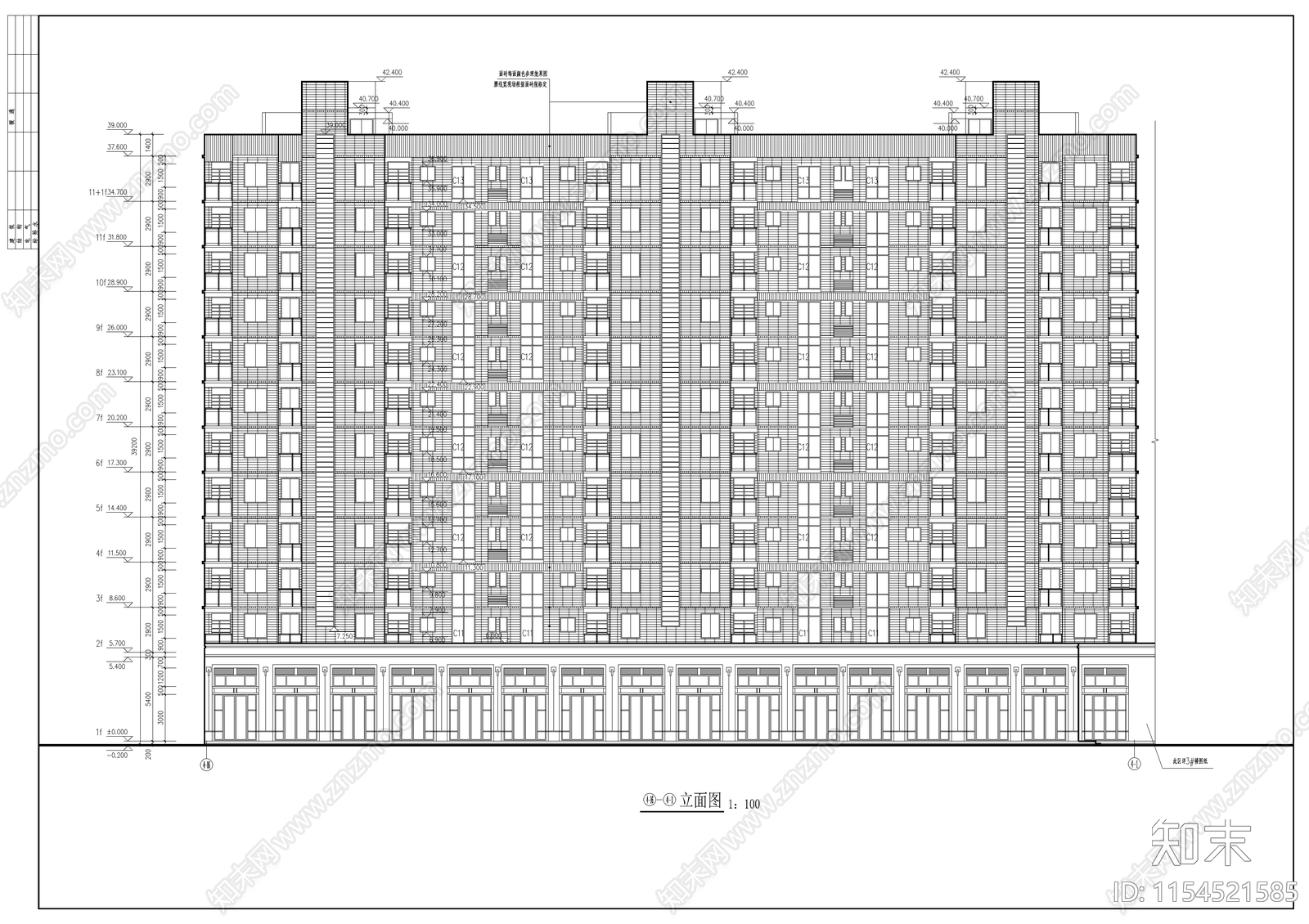 住宅小区楼建cad施工图下载【ID:1154521585】