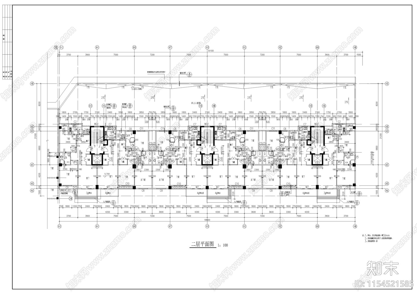 住宅小区楼建cad施工图下载【ID:1154521585】