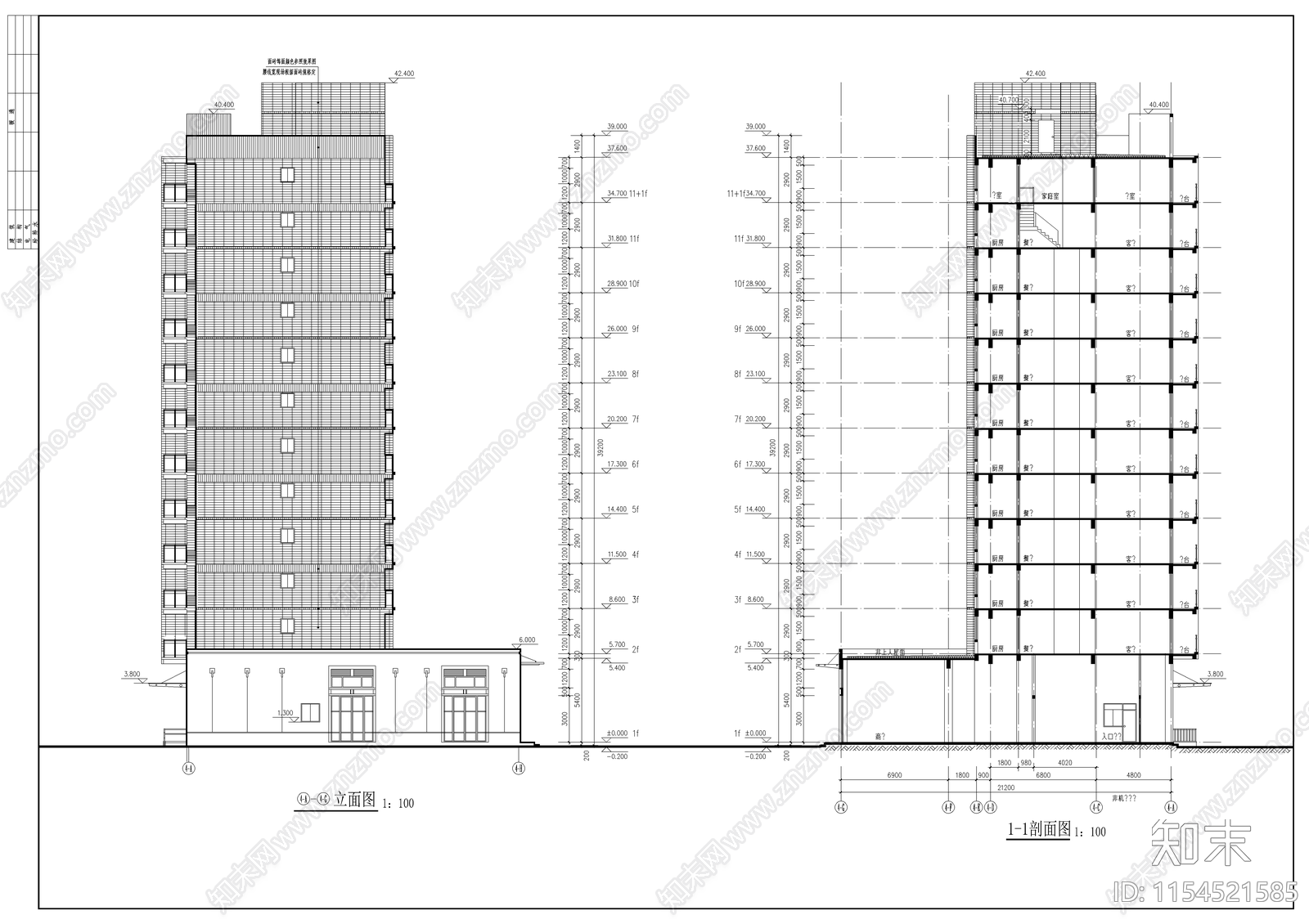 住宅小区楼建cad施工图下载【ID:1154521585】