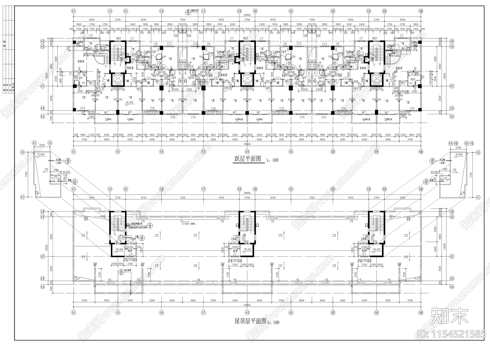 住宅小区楼建cad施工图下载【ID:1154521585】