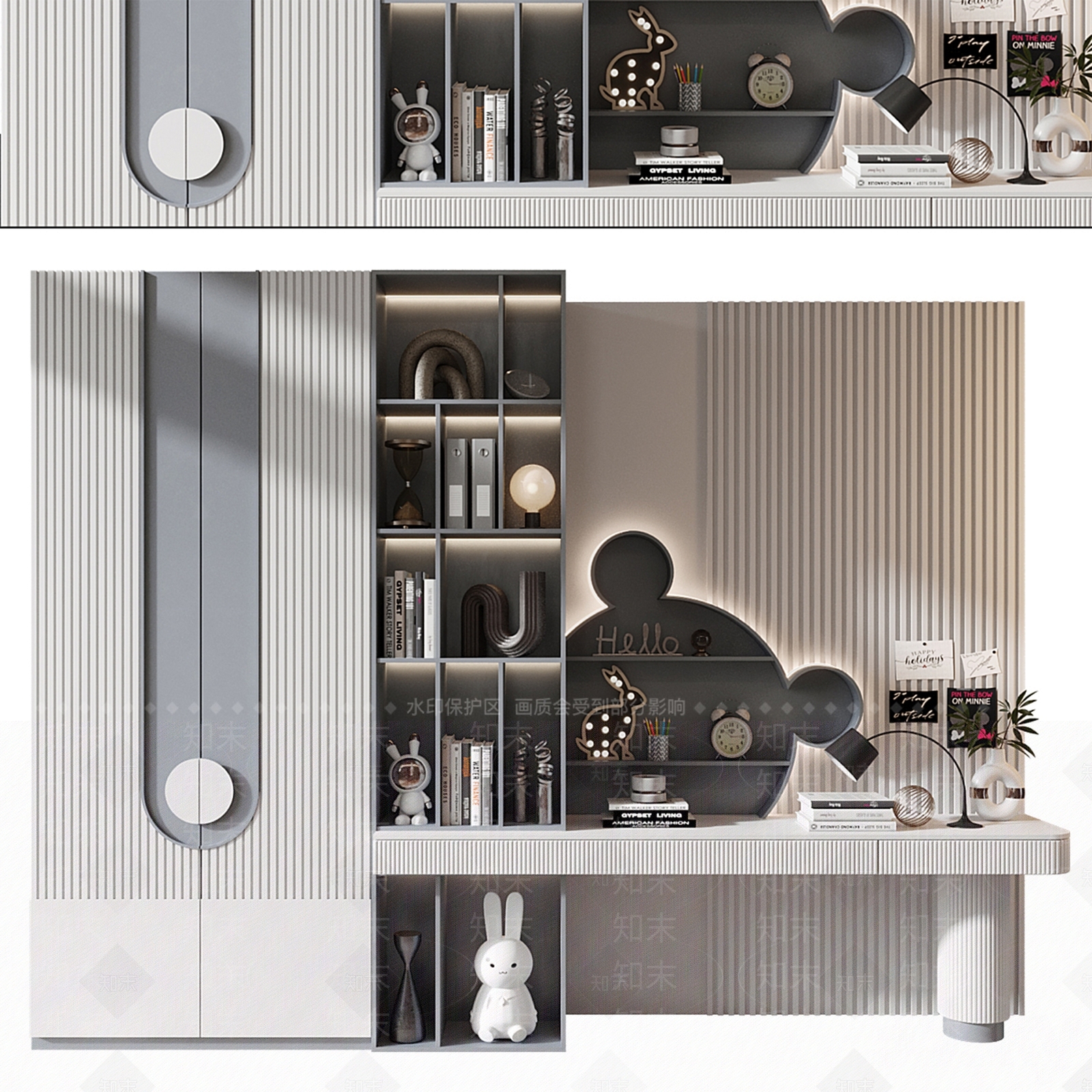 现代儿童书桌3D模型下载【ID:1154526905】