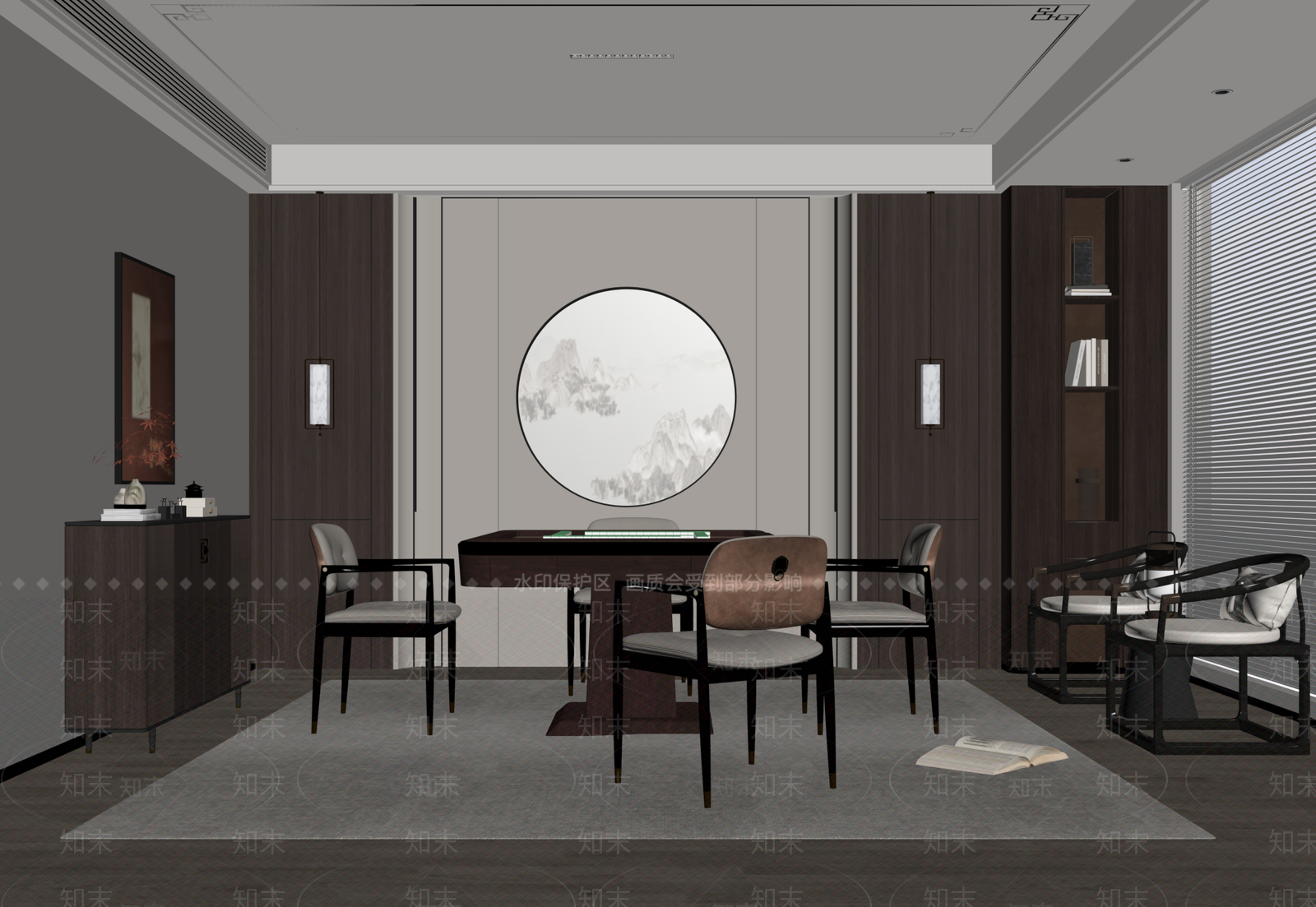 新中式棋牌室SU模型下载【ID:1154527662】
