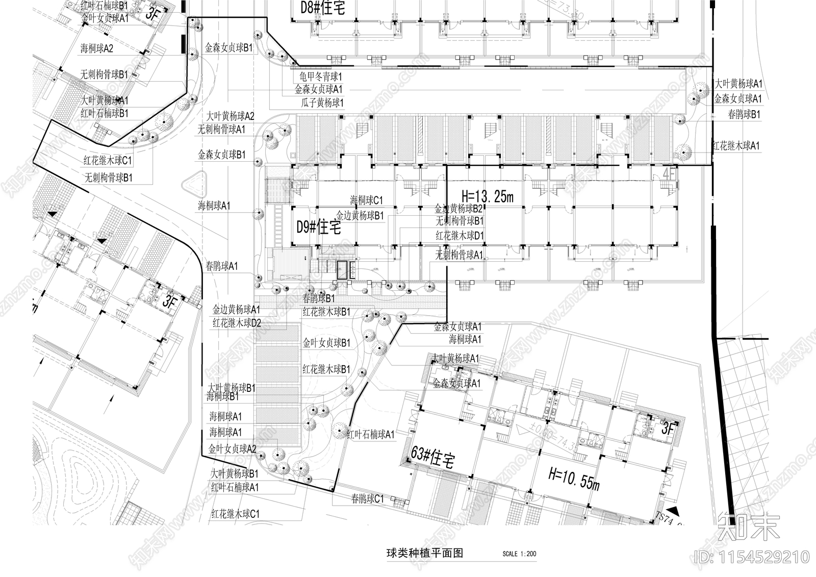 景观植物平面布置图施工图下载【ID:1154529210】