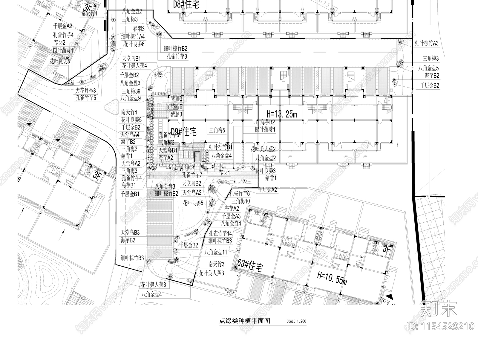 景观植物平面布置图施工图下载【ID:1154529210】