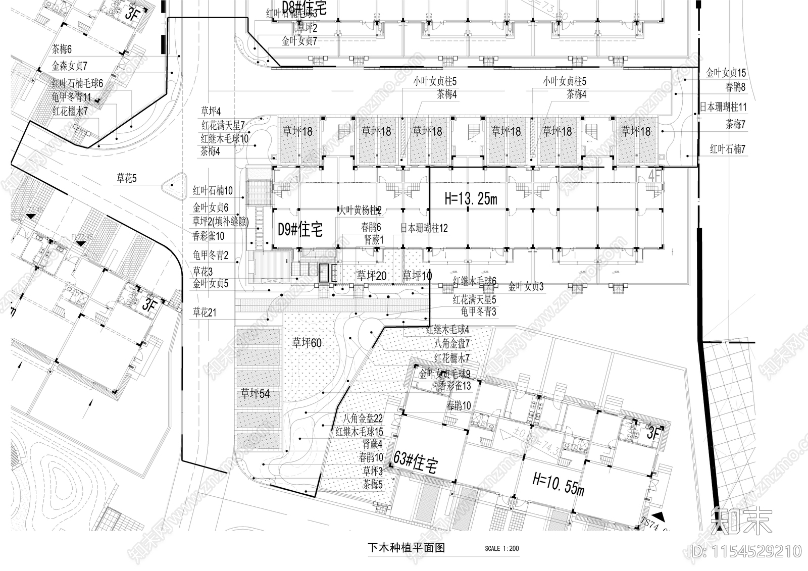 景观植物平面布置图施工图下载【ID:1154529210】