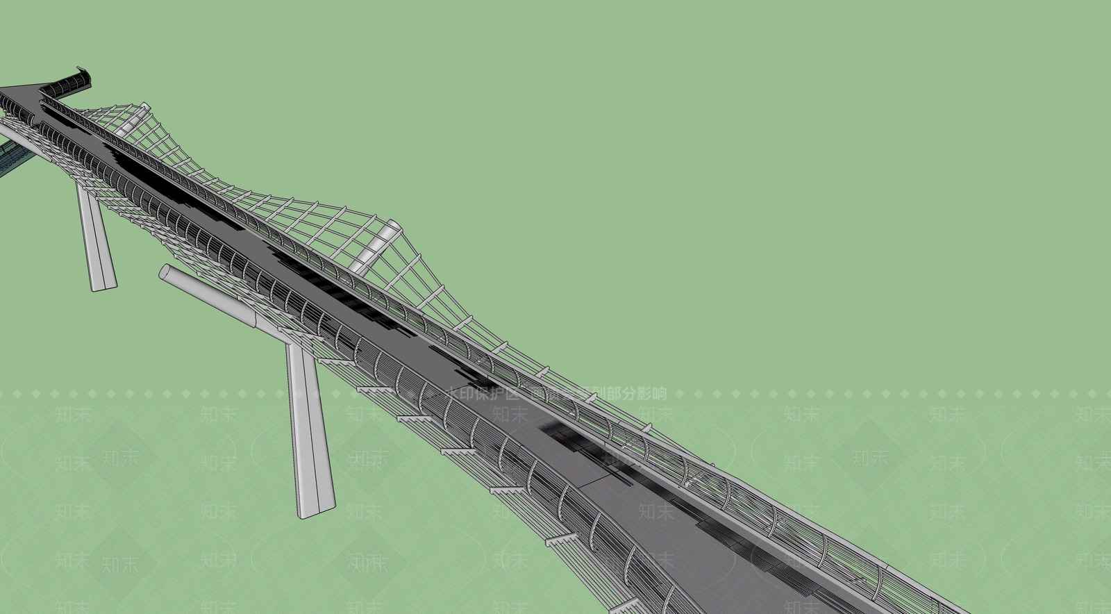 现代简约大桥SU模型下载【ID:1154530802】