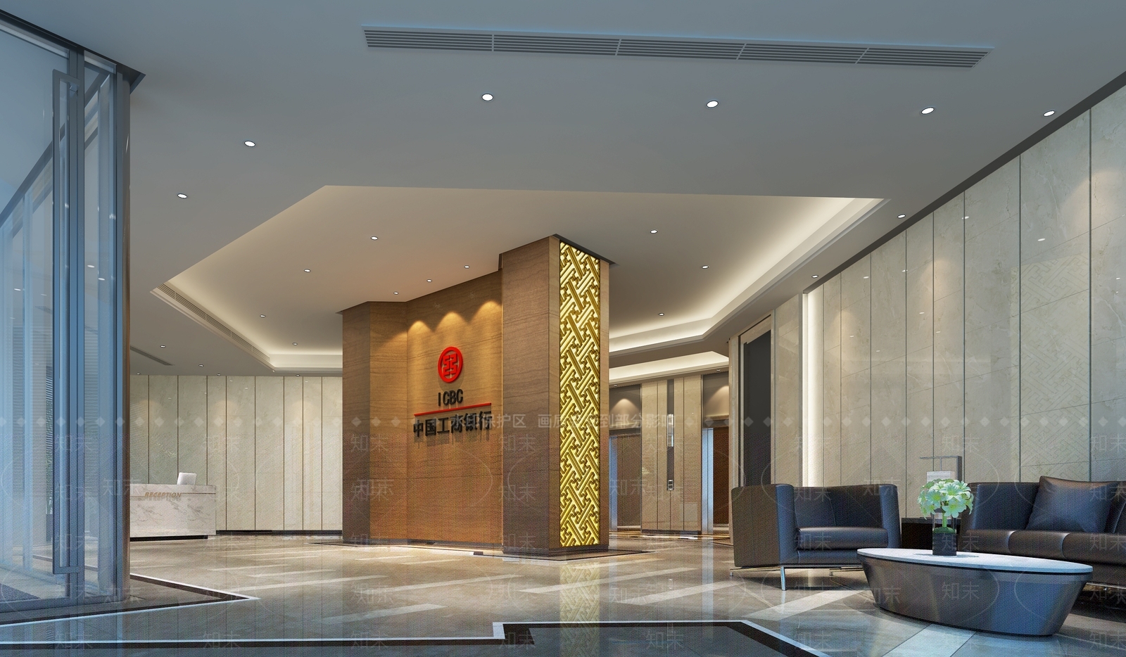现代银行大厅3D模型下载【ID:1154533578】