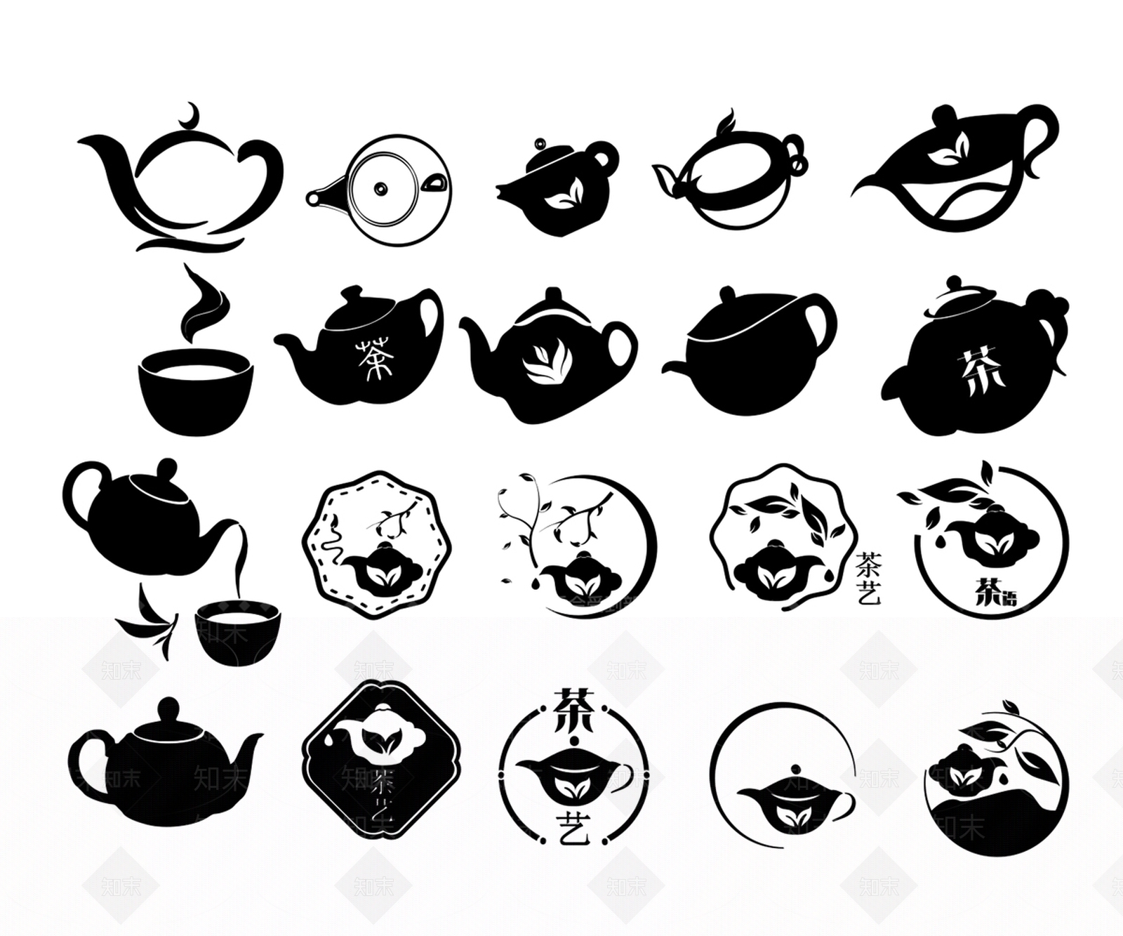 新中式茶杯图标剪影3D模型下载【ID:1154533609】