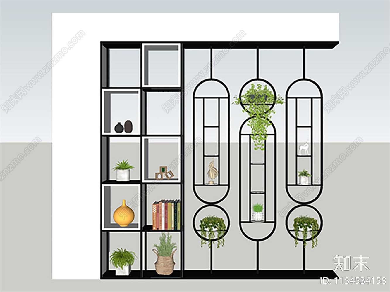 现代家居多功能玄关客厅隔断SU模型下载【ID:1154534158】