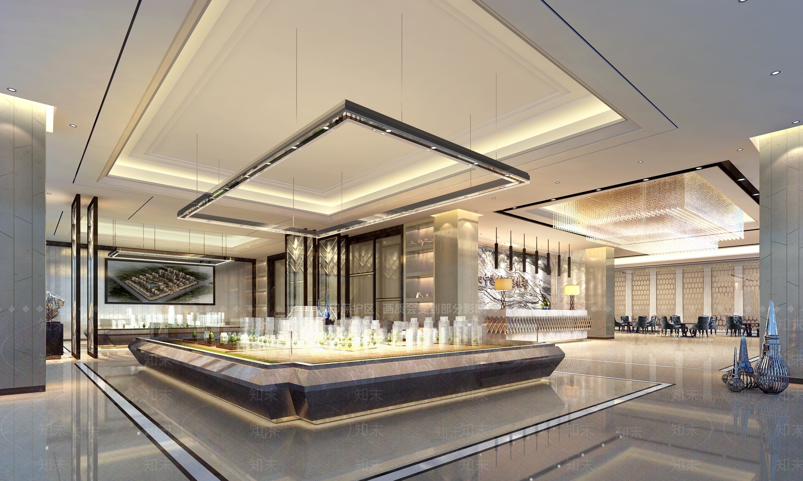 现代售楼处门厅3D模型下载【ID:1154534280】