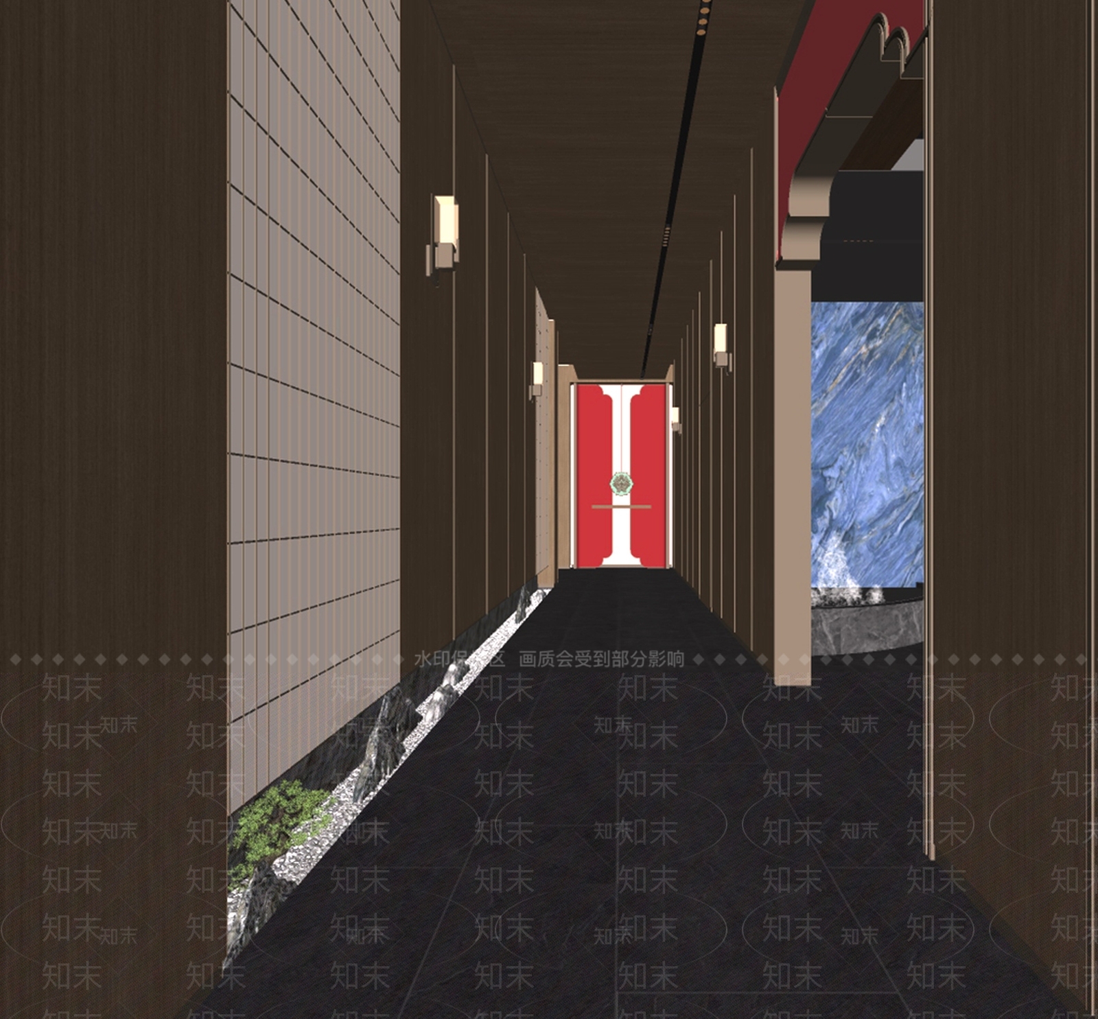 新中式走廊SU模型下载【ID:1154534853】