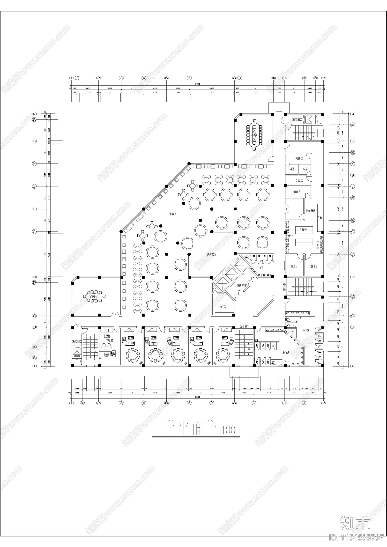 酒店建筑cad施工图下载【ID:1154535797】