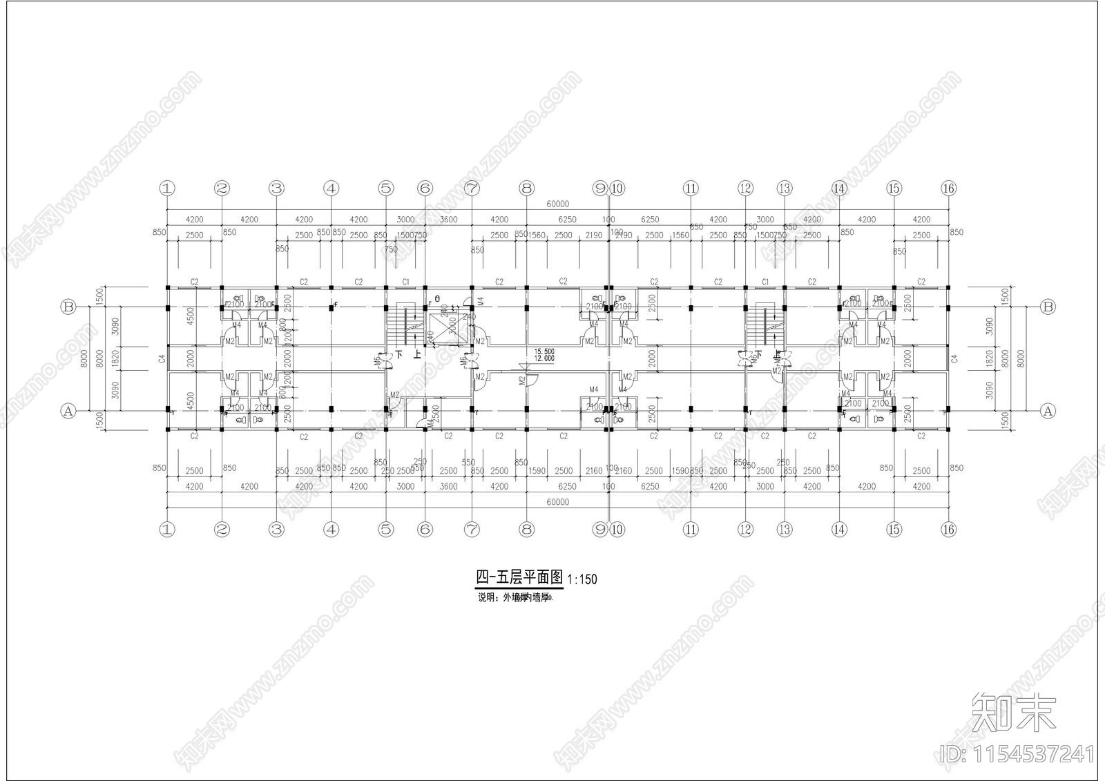 长60米cad施工图下载【ID:1154537241】